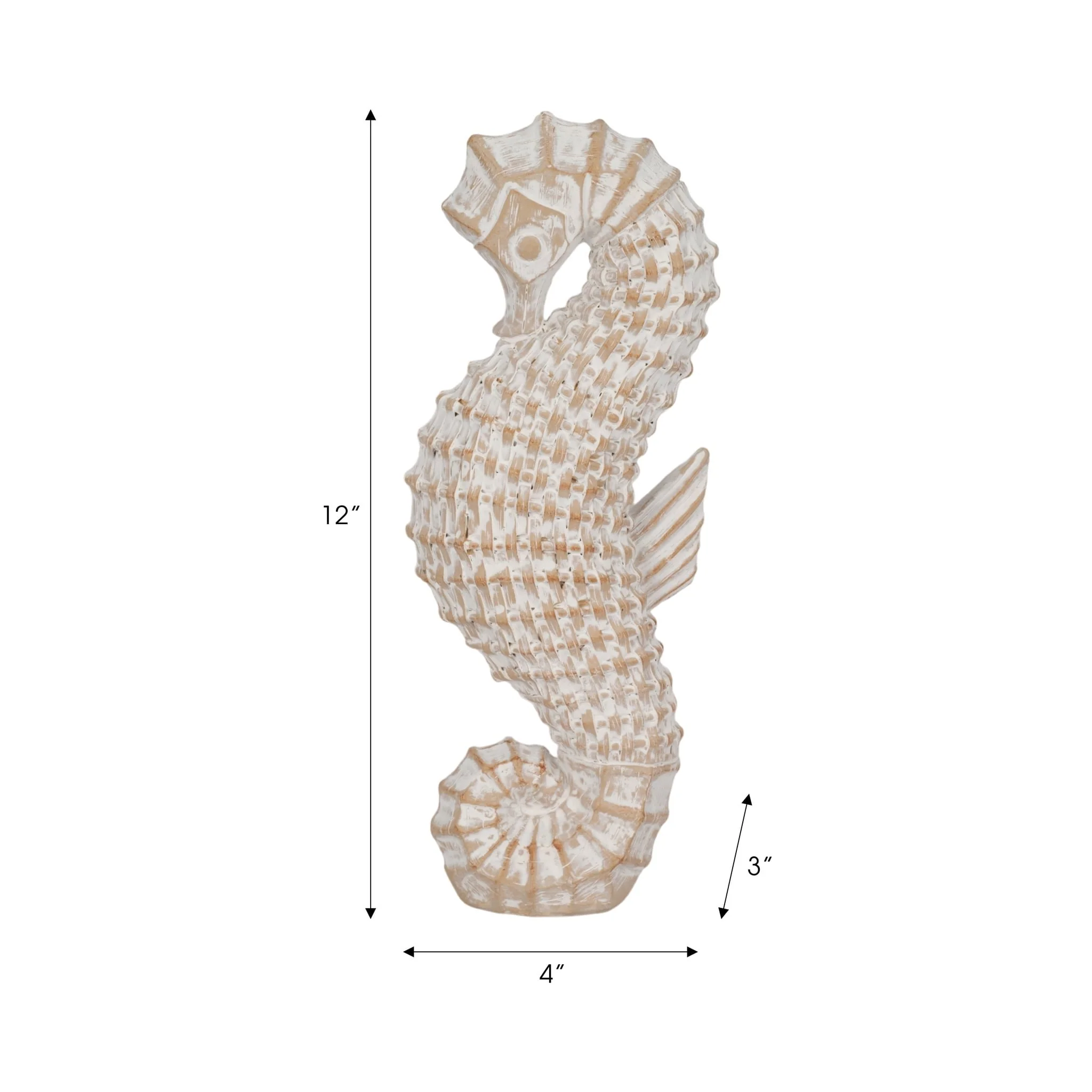 12" Resin Wicker Seahorse, White - Image 8