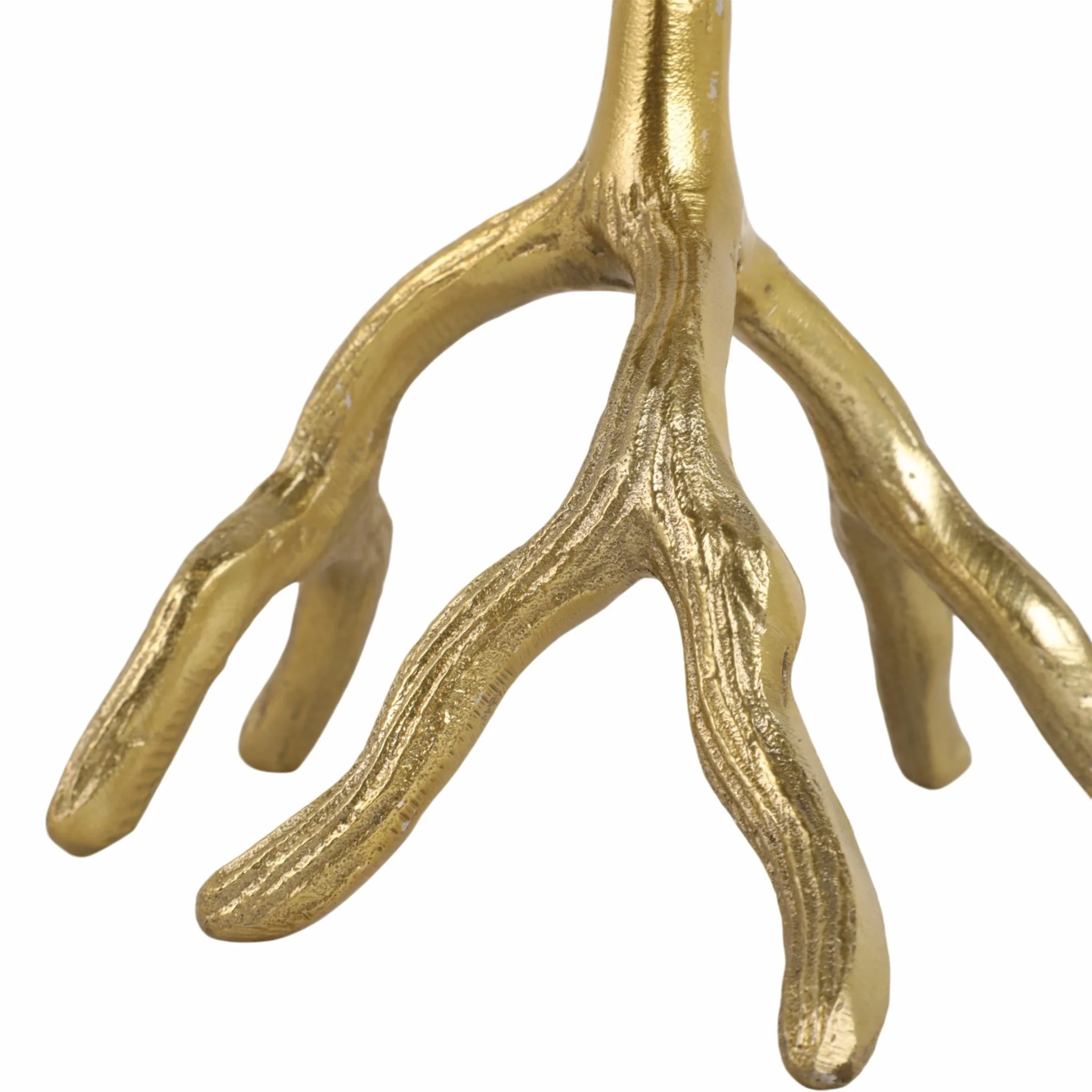 12" Roots Pillar & Taper Candle Holder, Gold - Image 6