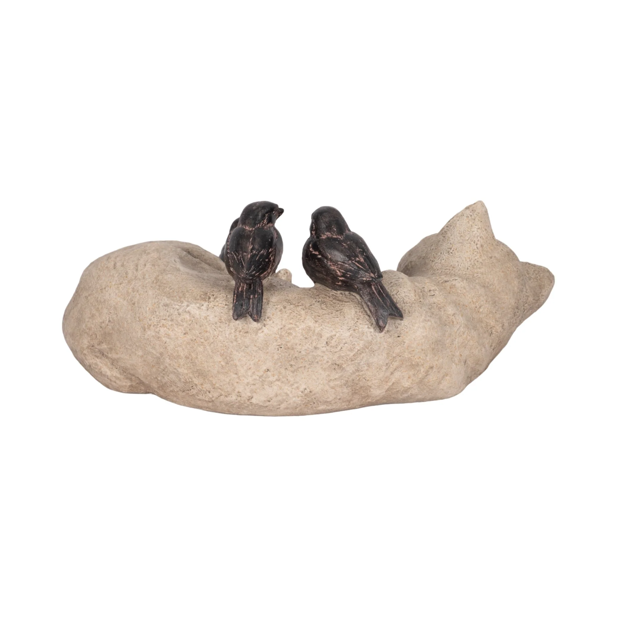 12" Sleeping Kitty With Birds, White/brown - Image 4