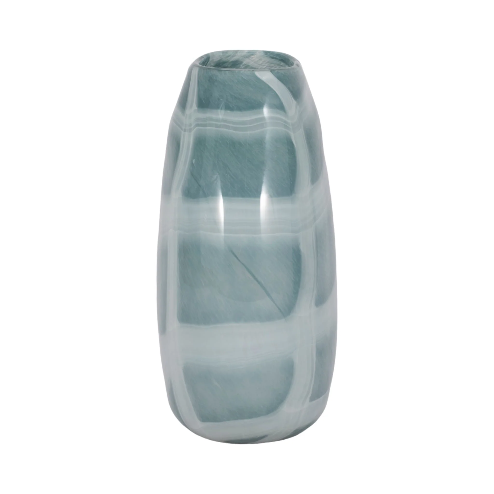 12" Slim Swirled Vase, Blue/white - Image 4