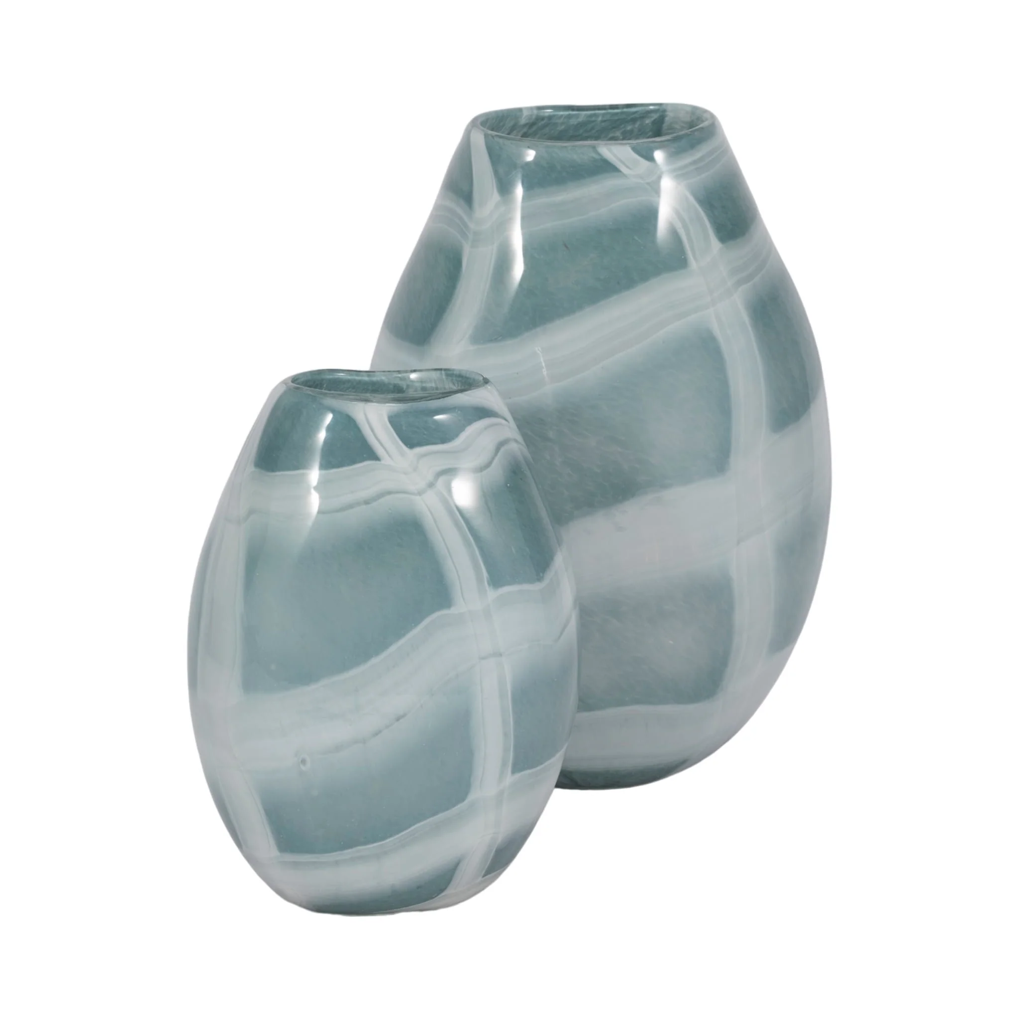 12" Slim Swirled Vase, Blue/white - Image 8