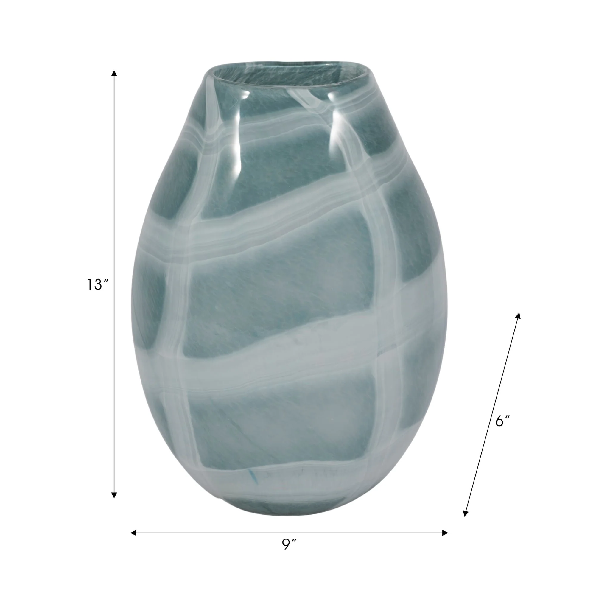12" Slim Swirled Vase, Blue/white - Image 9