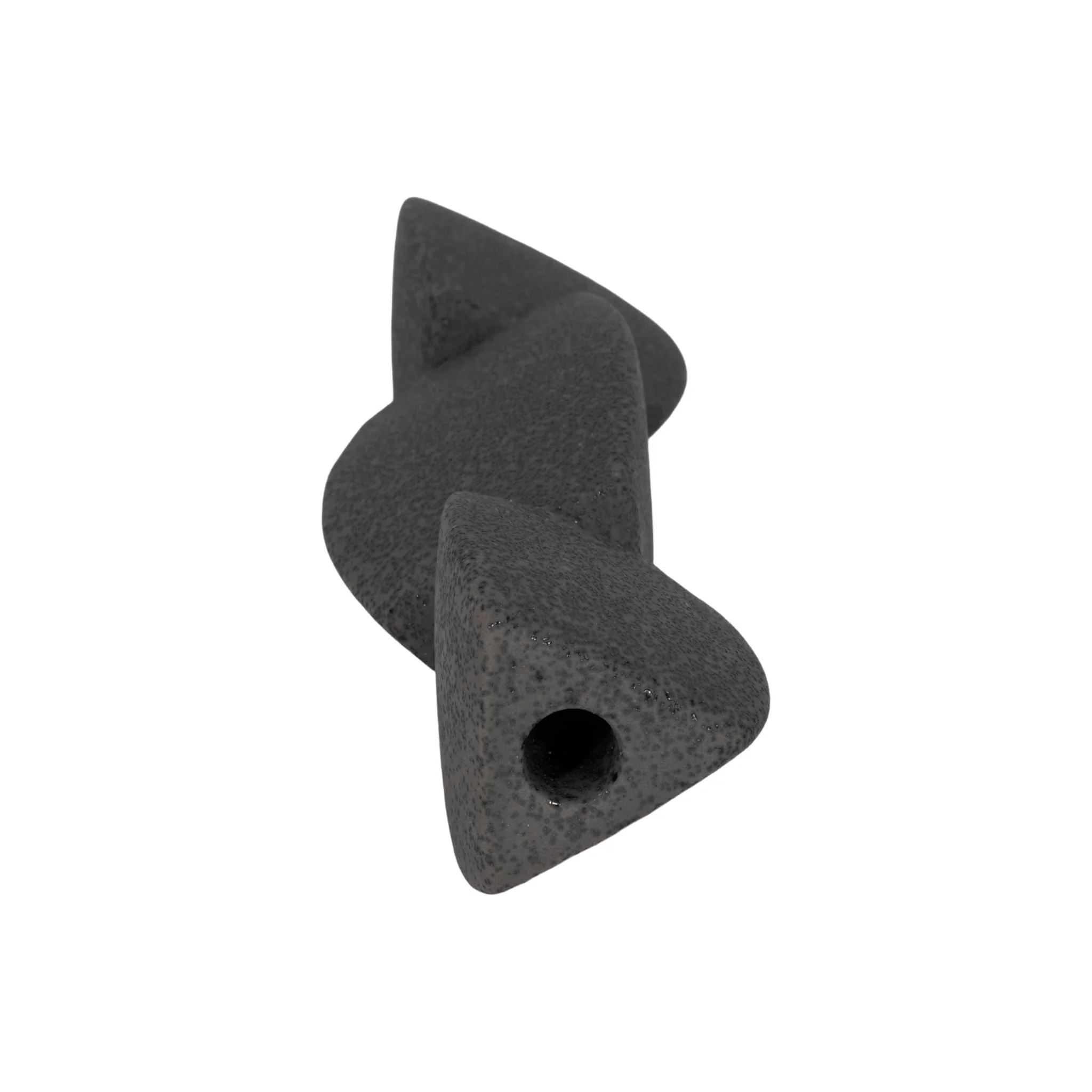 12" Stacked Objects Taper Holder Sand Glaze, Black - Image 5