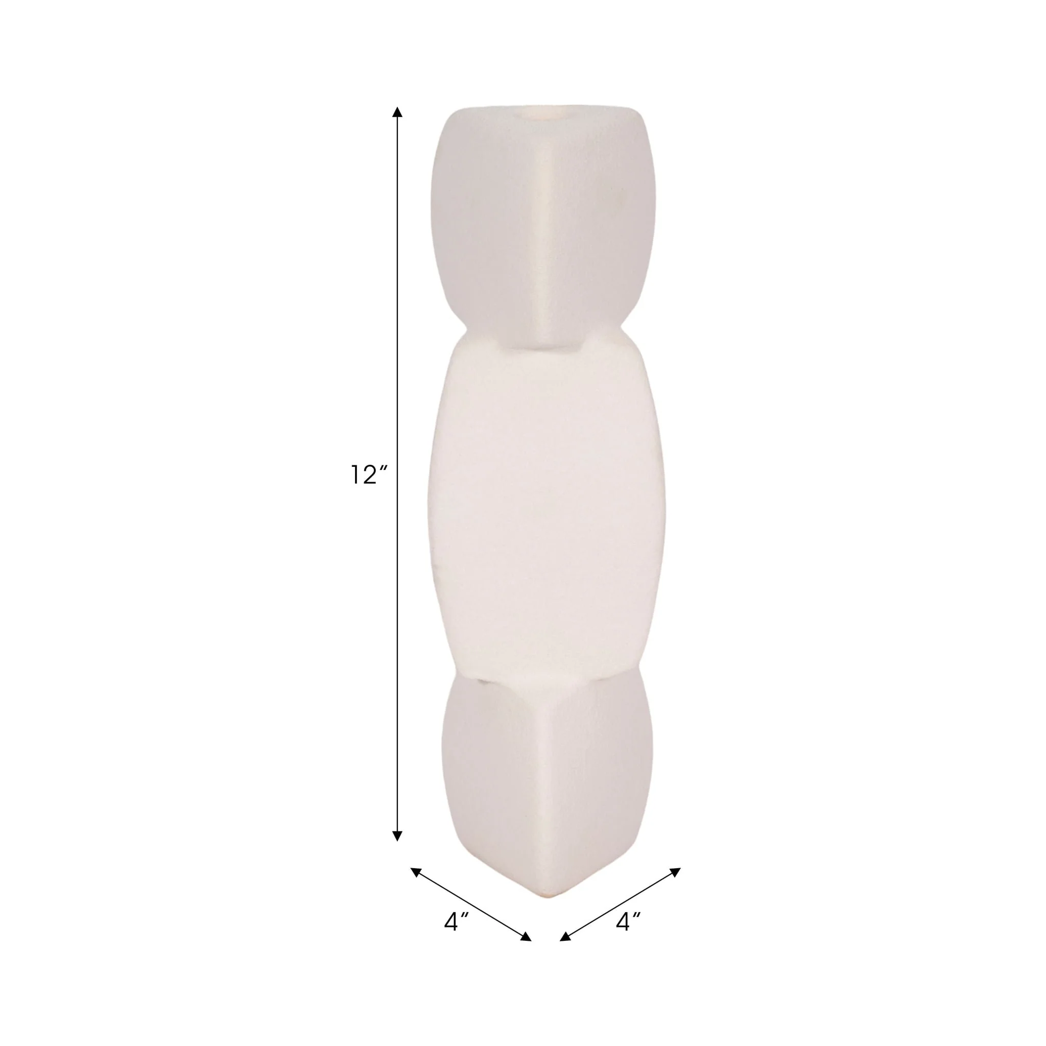 12" Stacked Objects Taper Holder Sand Glaze, White - Image 9