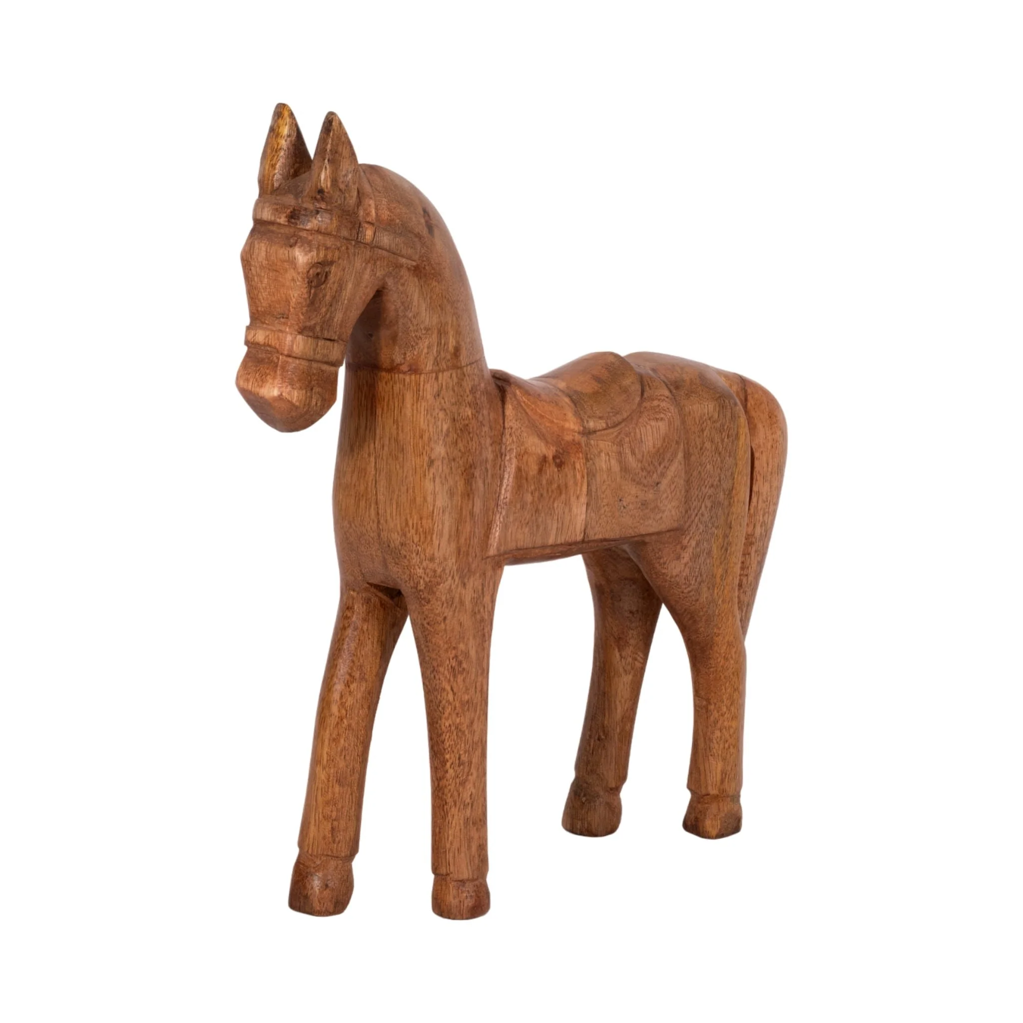 12" Standing Horse With Saddle, Natural - Image 2