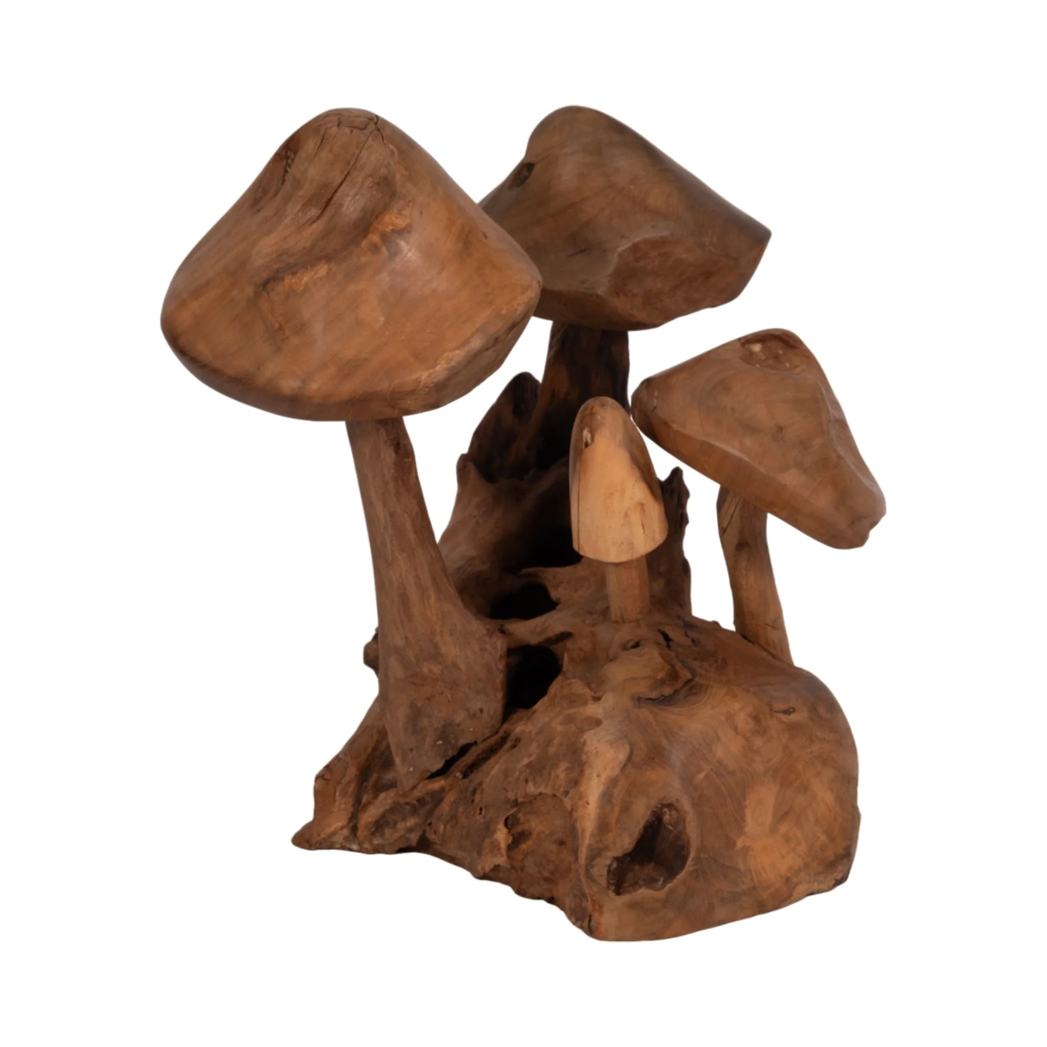 12" Teak Wood Mushroom Cluster, Natural - Image 2