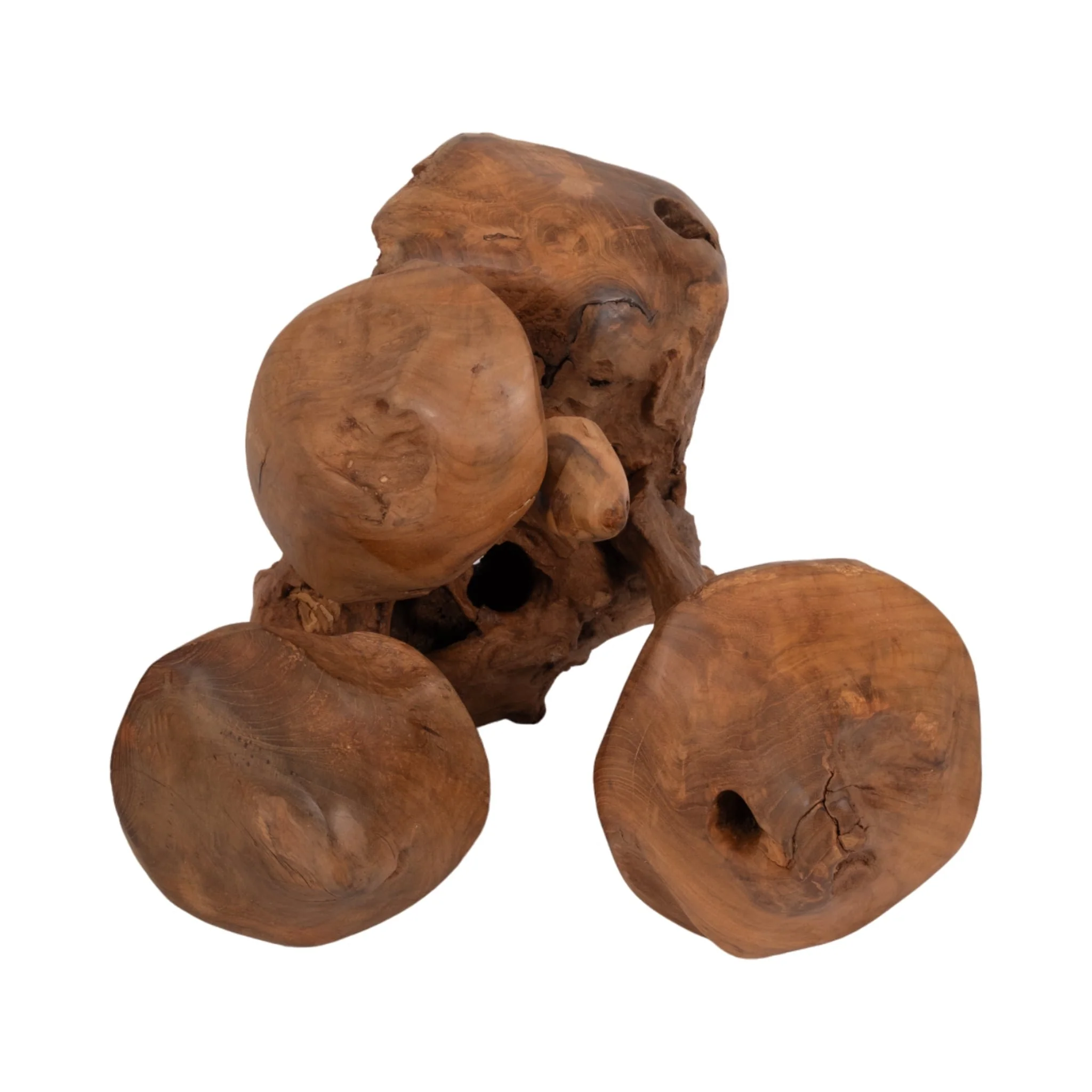 12" Teak Wood Mushroom Cluster, Natural - Image 6