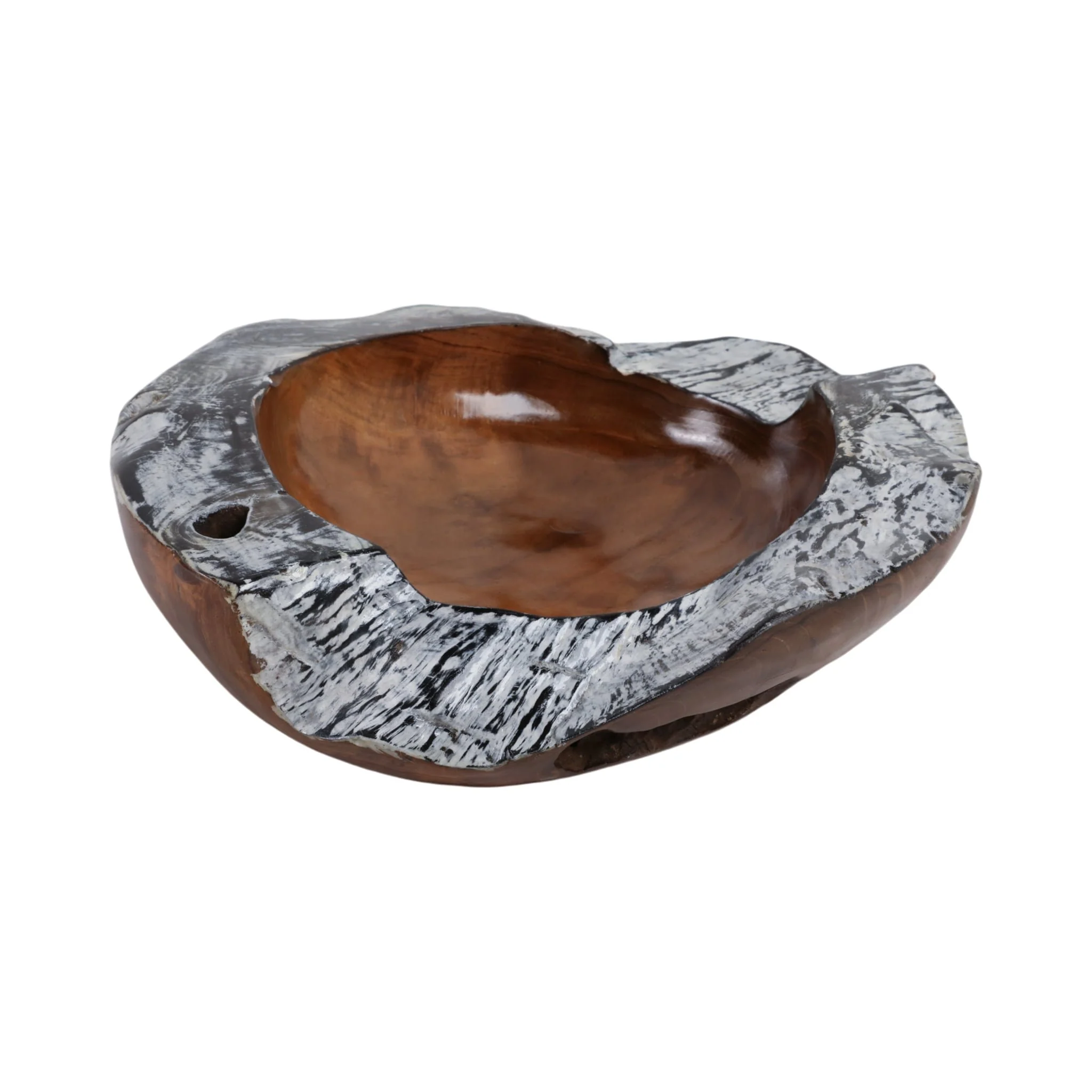 12" Teakwood Bowl W/burnt Edges, Dark Natural - Image 4