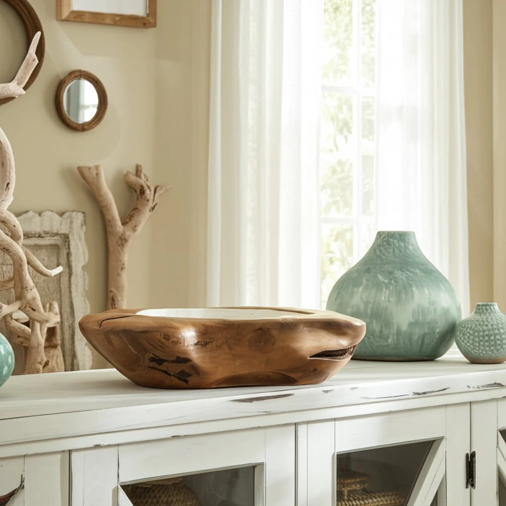 12" Teakwood Bowl W/capiz, Natural - Image 10