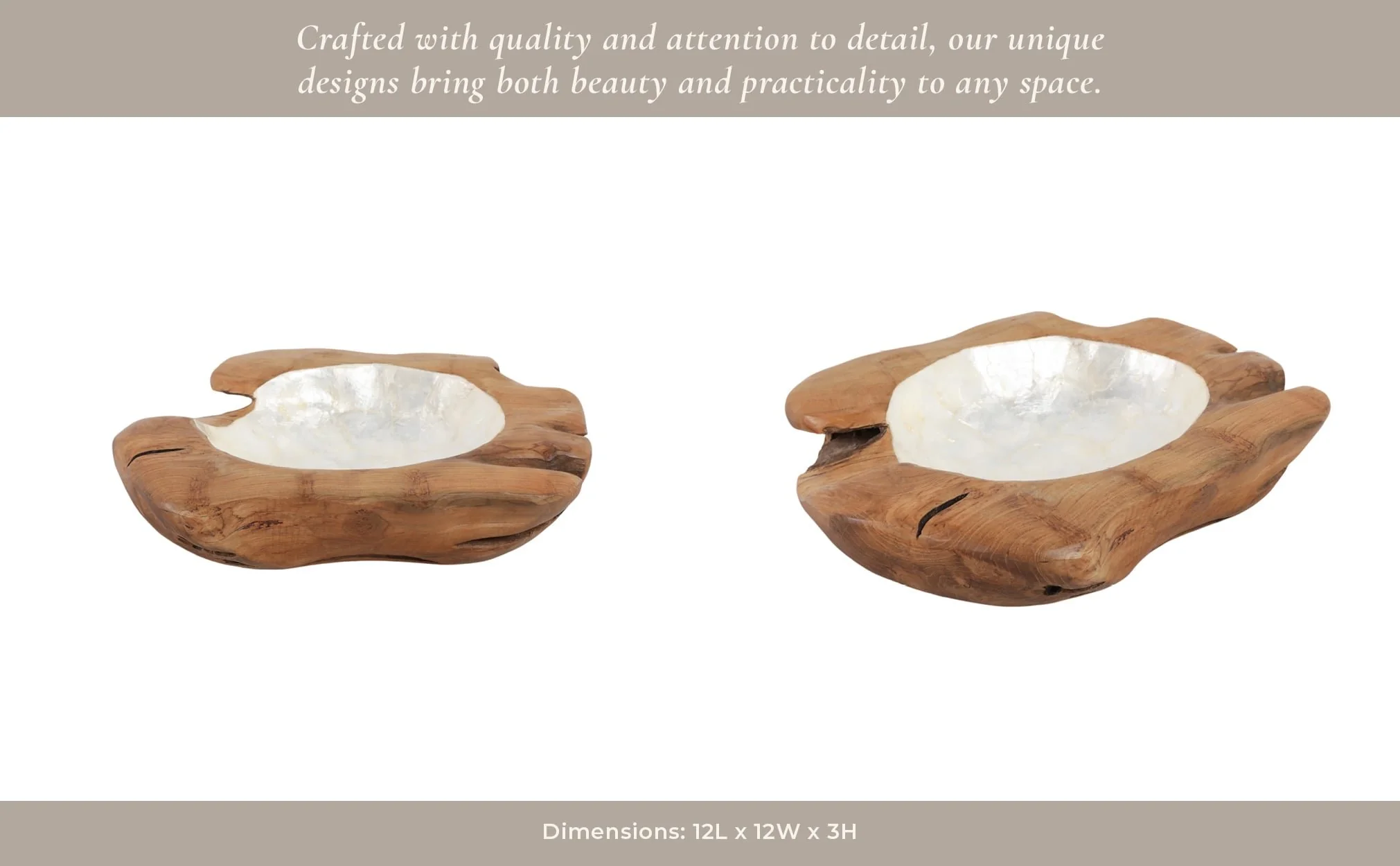 12" Teakwood Bowl W/capiz, Natural - Image 13