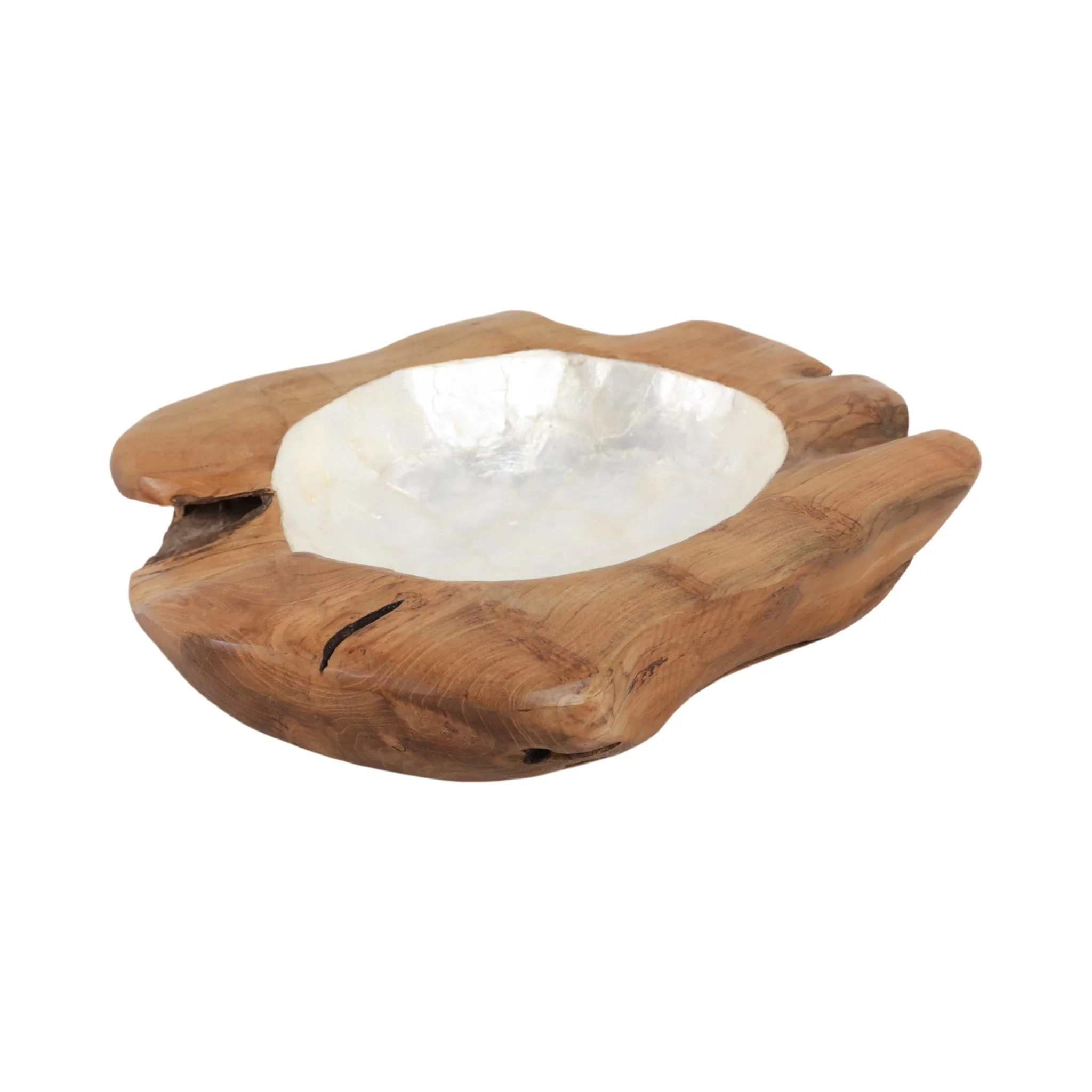 12" Teakwood Bowl W/capiz, Natural - Image 2
