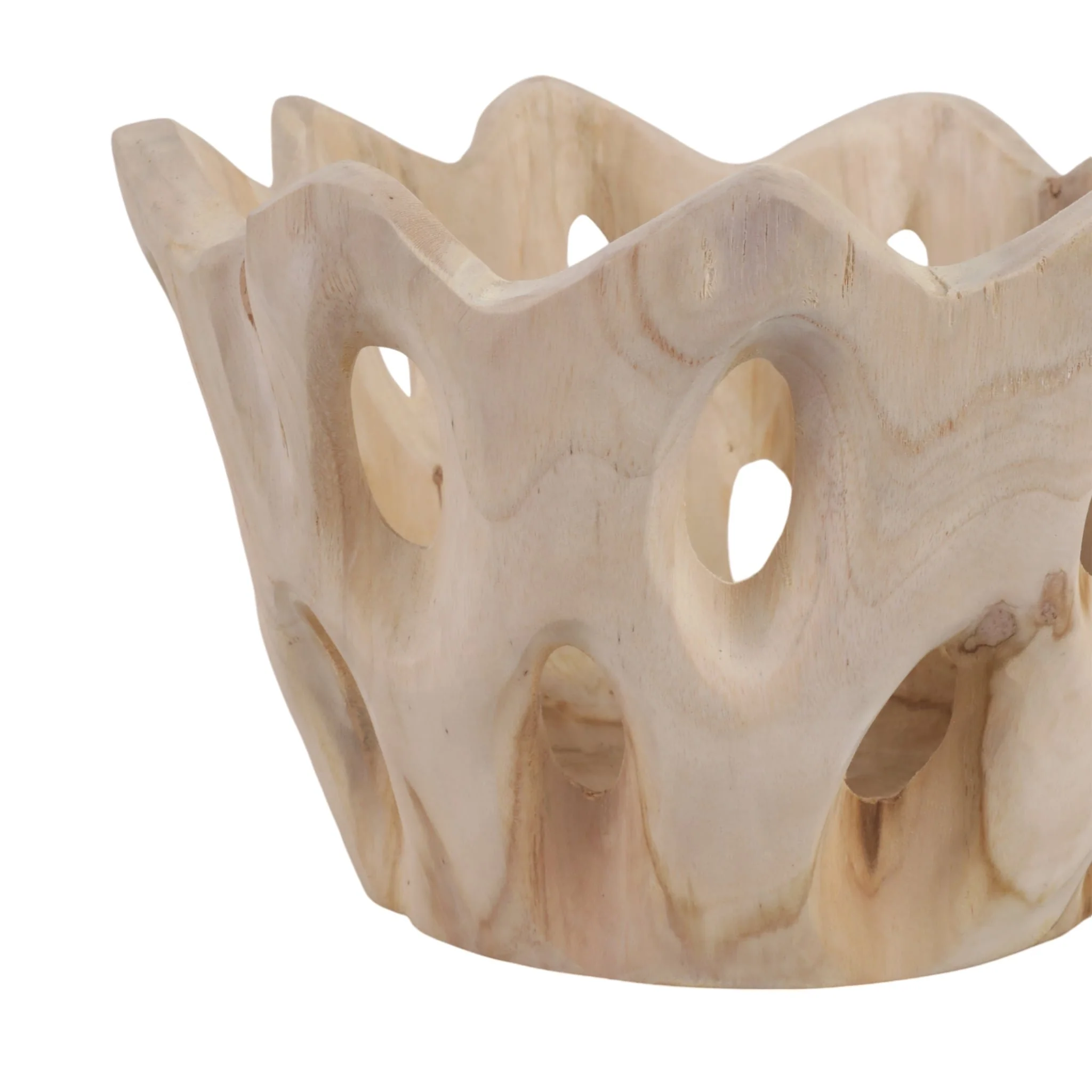 12" Teakwood Bowl W/cut-outs, Natural - Image 5