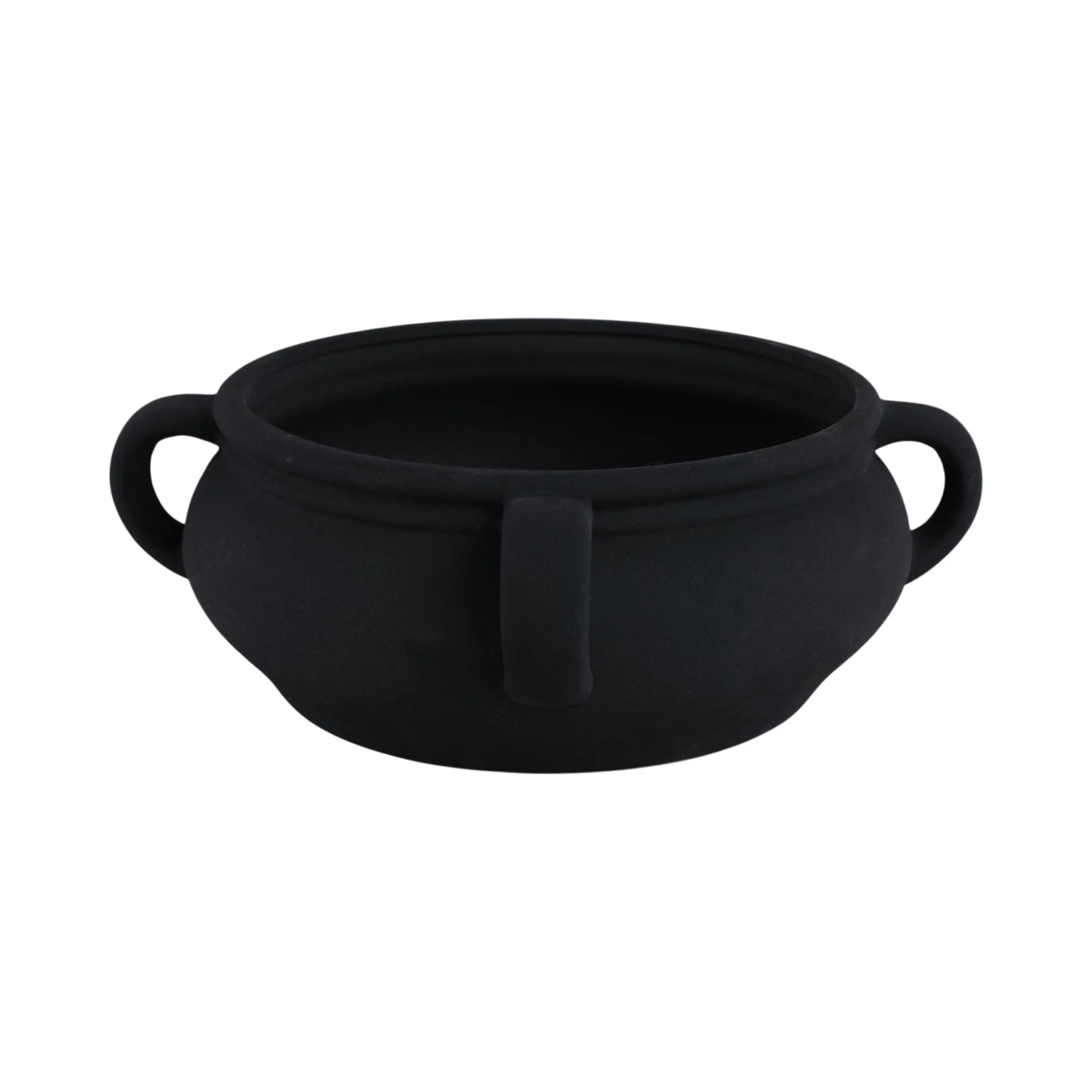 12" Textured Bowl With Handles, Black - Image 3
