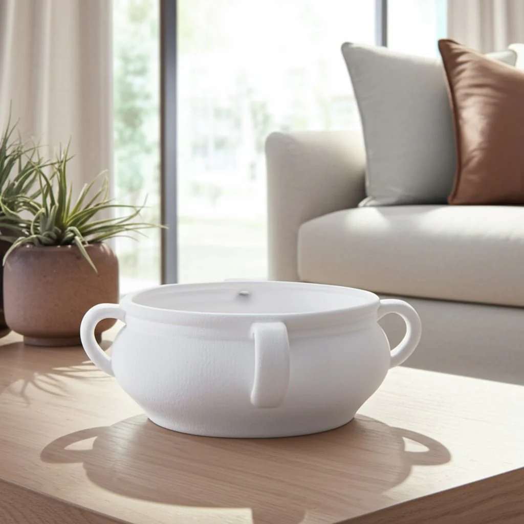 12" Textured Bowl With Handles, White - Image 12