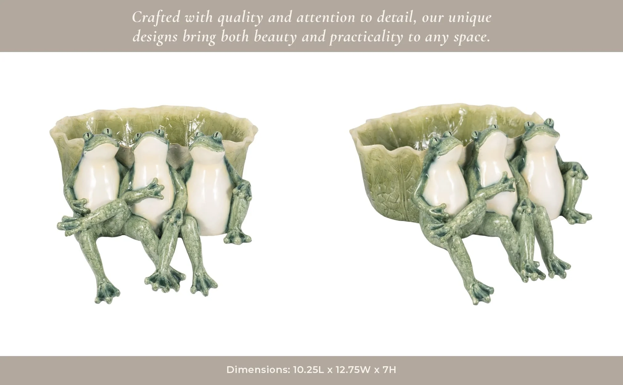 12" Three Sitting Frogs Planter, Green - Image 15