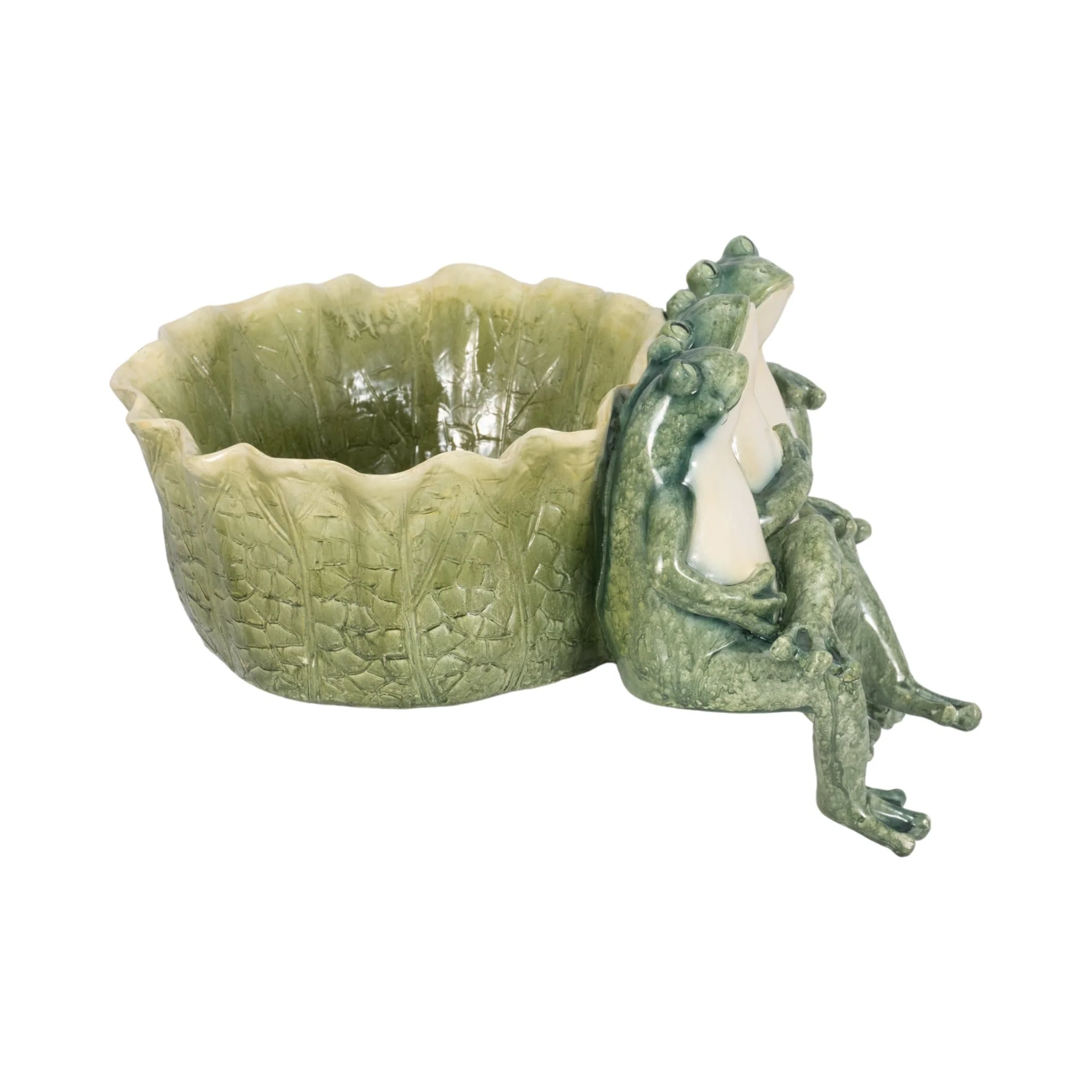 12" Three Sitting Frogs Planter, Green - Image 3