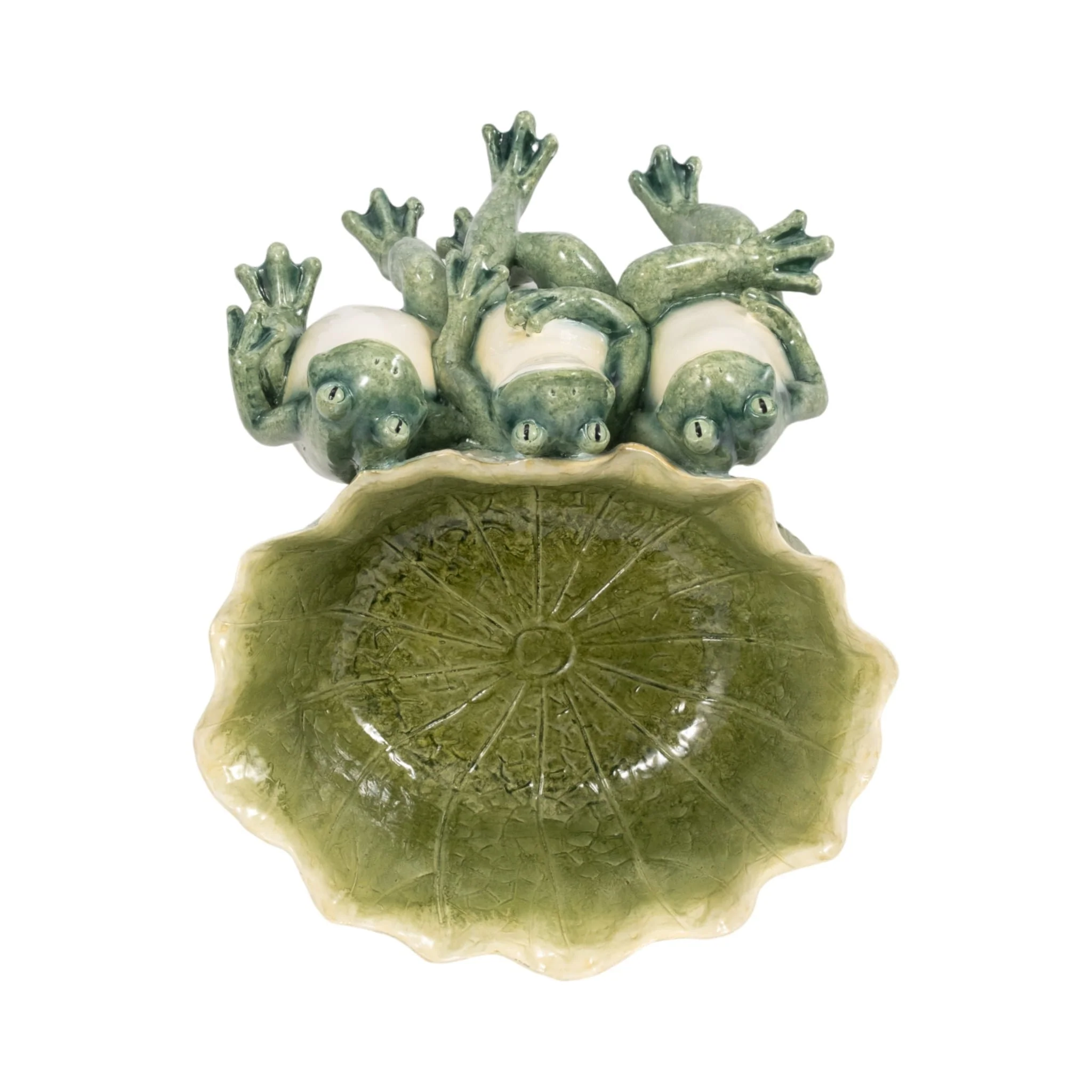 12" Three Sitting Frogs Planter, Green - Image 7