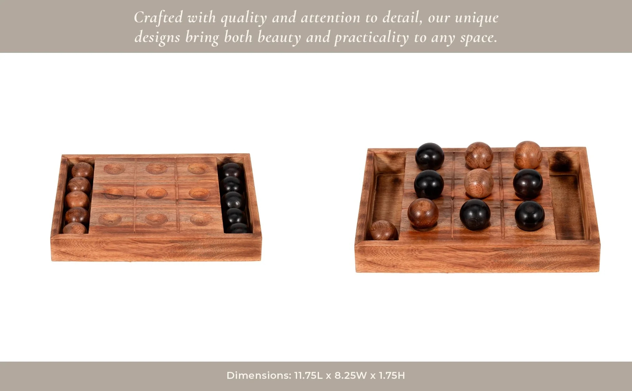 12" Tic Tac Toe With Orbs, Brown - Image 12