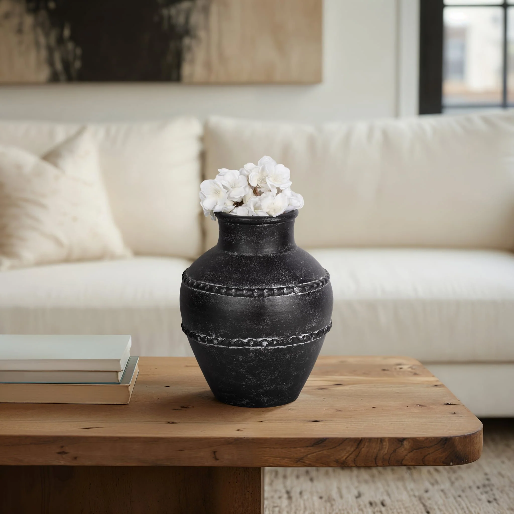12" Traditional Terracotta Vase, Black - Image 10
