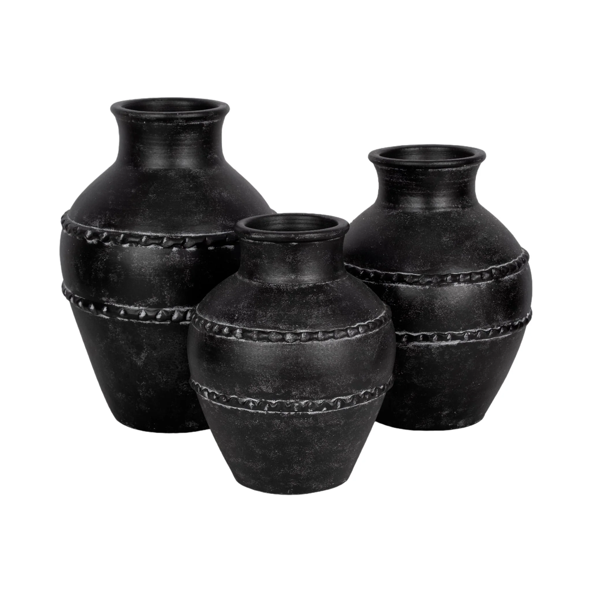 12" Traditional Terracotta Vase, Black - Image 7