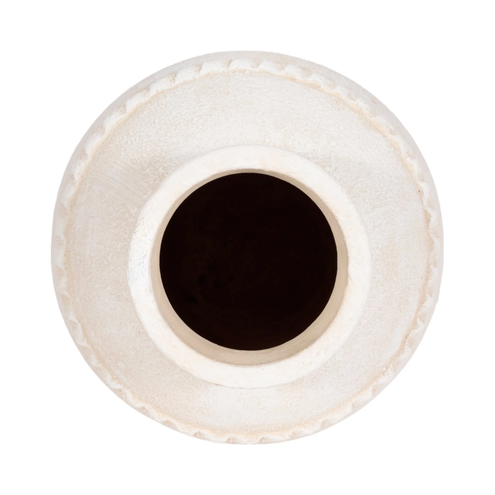 12" Traditional Textured Terracotta Vase, Ivory - Image 5