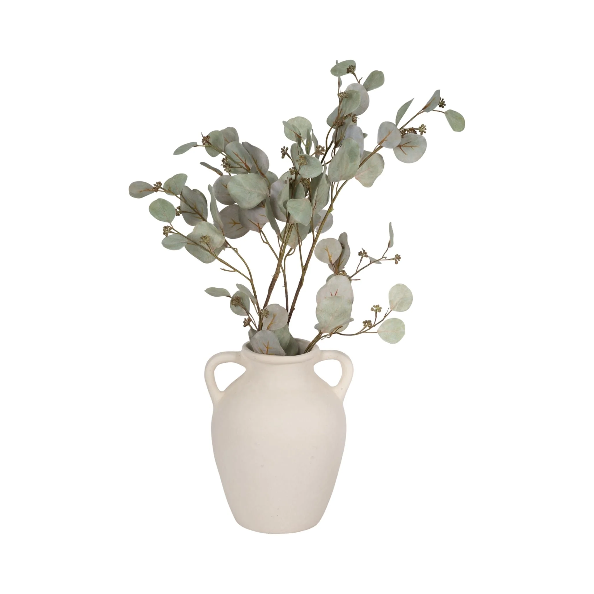 12" Vase With Handles, Paper Mache, Ivory - Image 2