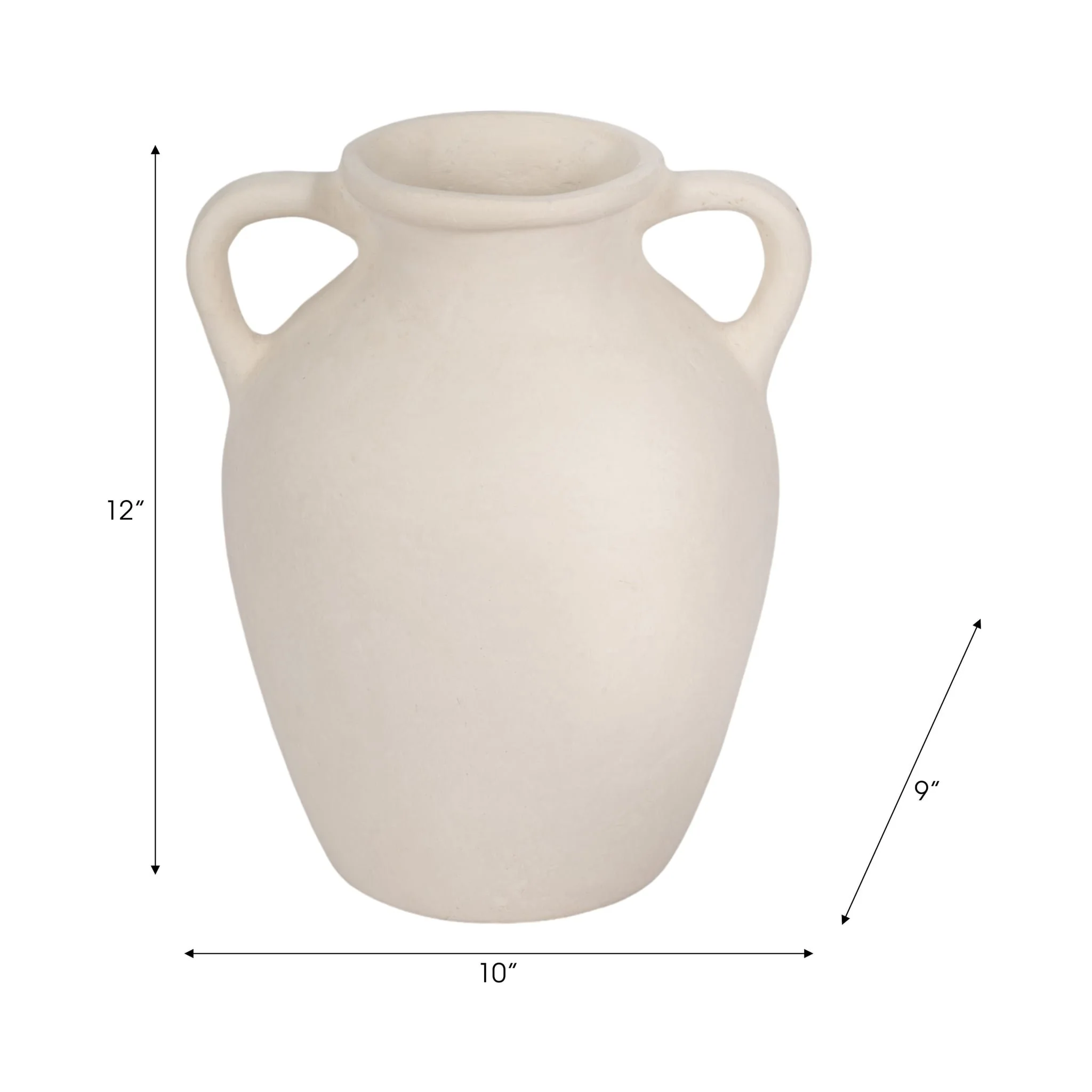 12" Vase With Handles, Paper Mache, Ivory - Image 8