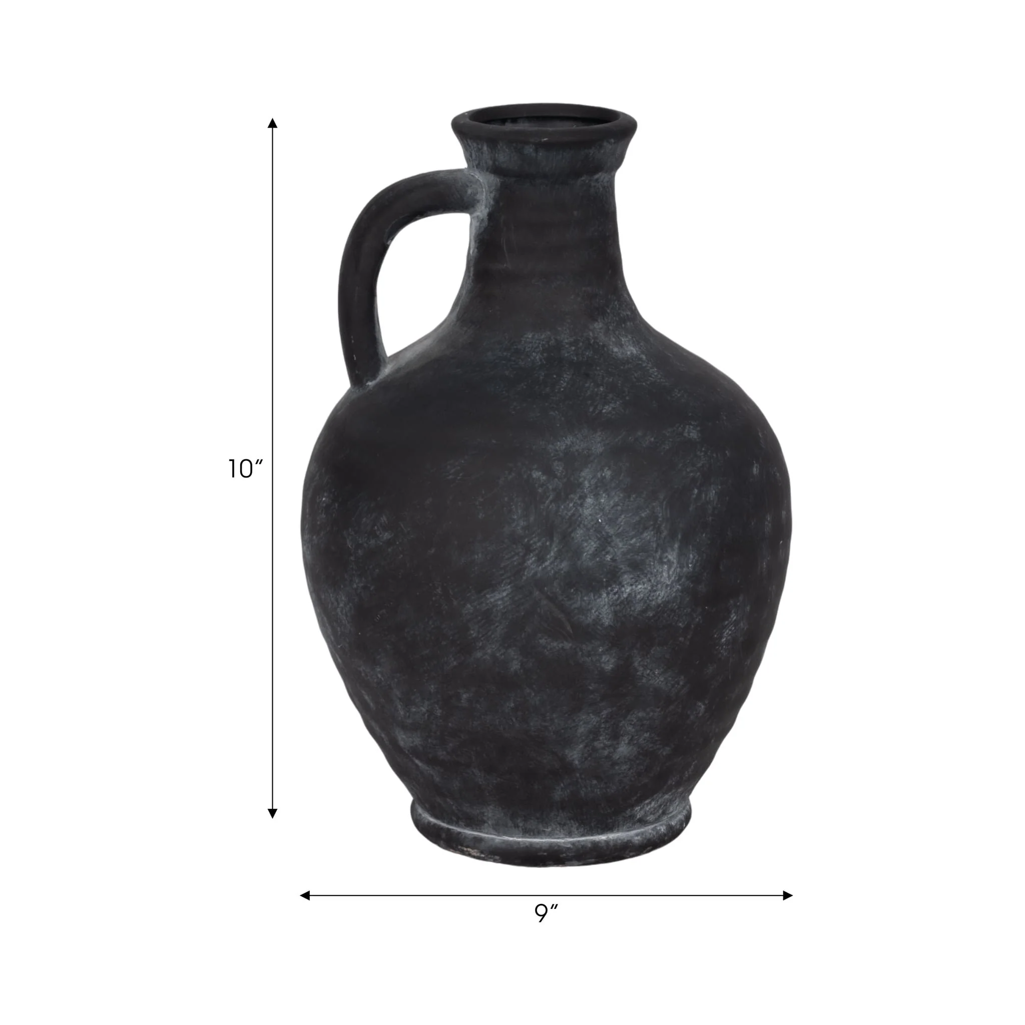 12" Weathered Jug With Handle, Black - Image 9