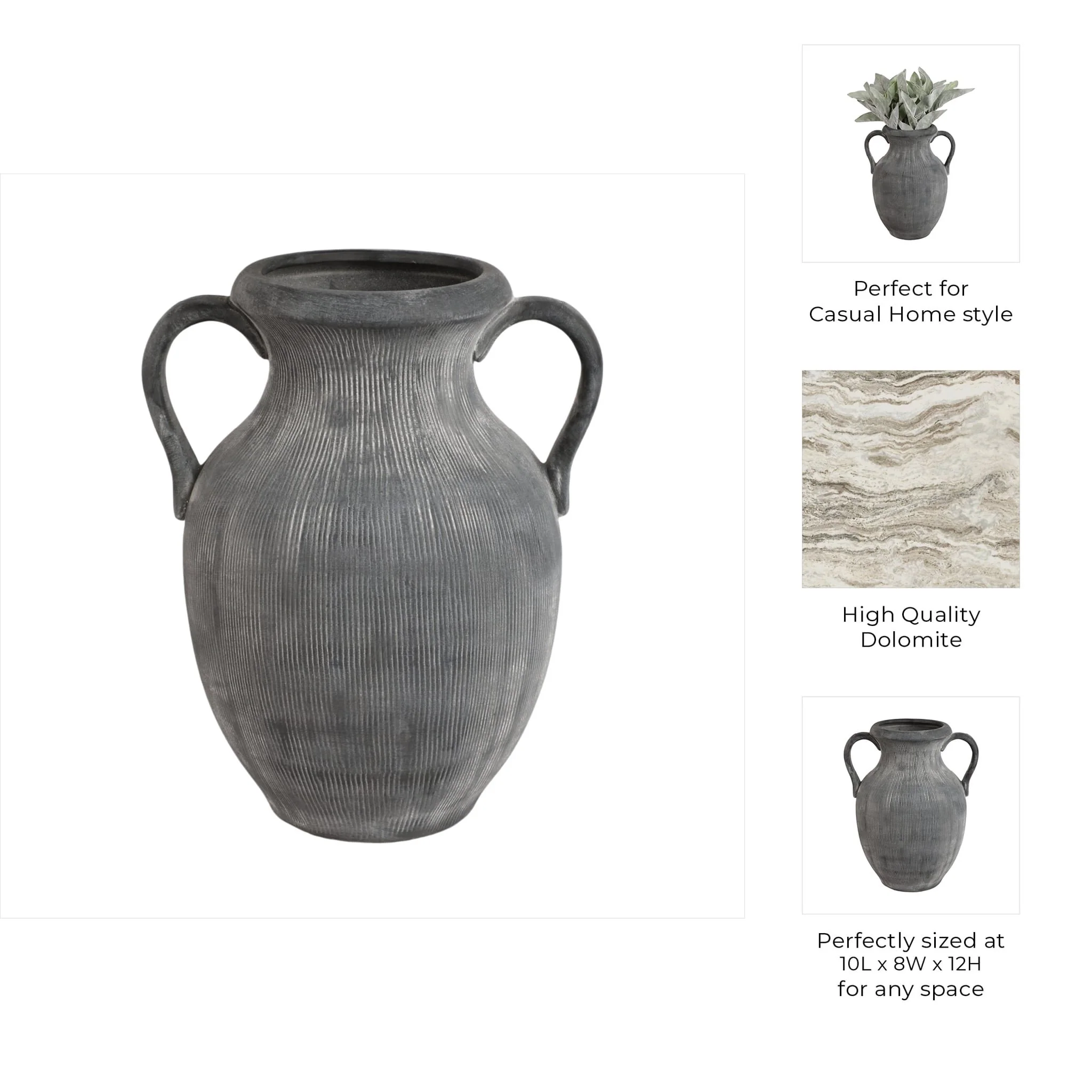 12" Weathered Jug With Handles, Black - Image 10