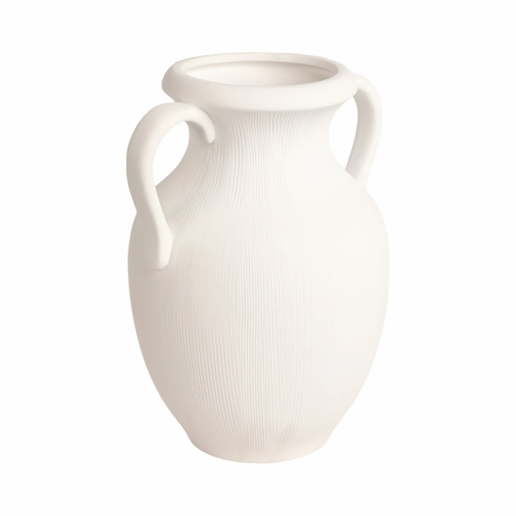 12" Weathered Jug With Handles, White - Image 3