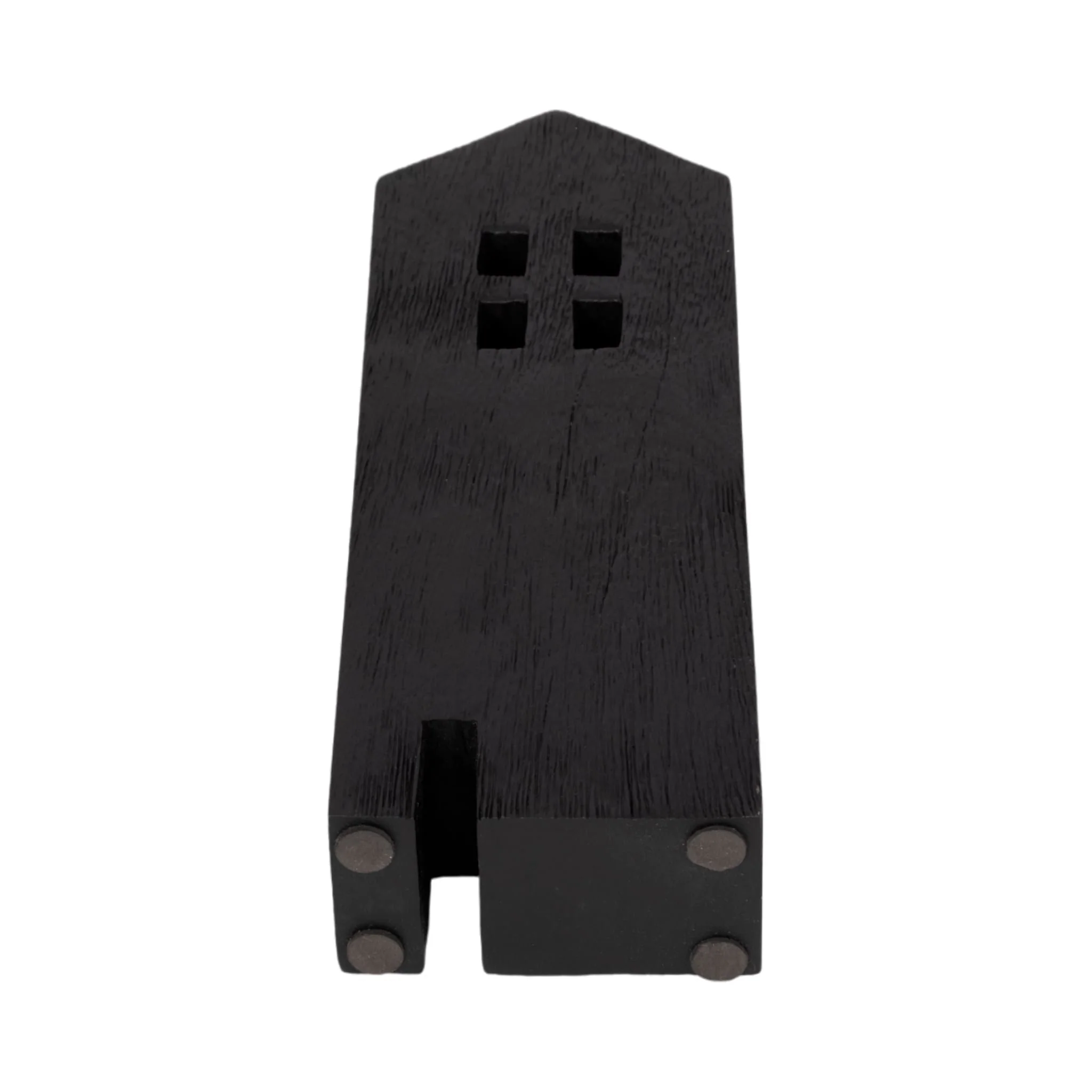 12" Wood House Decor, Black - Image 7