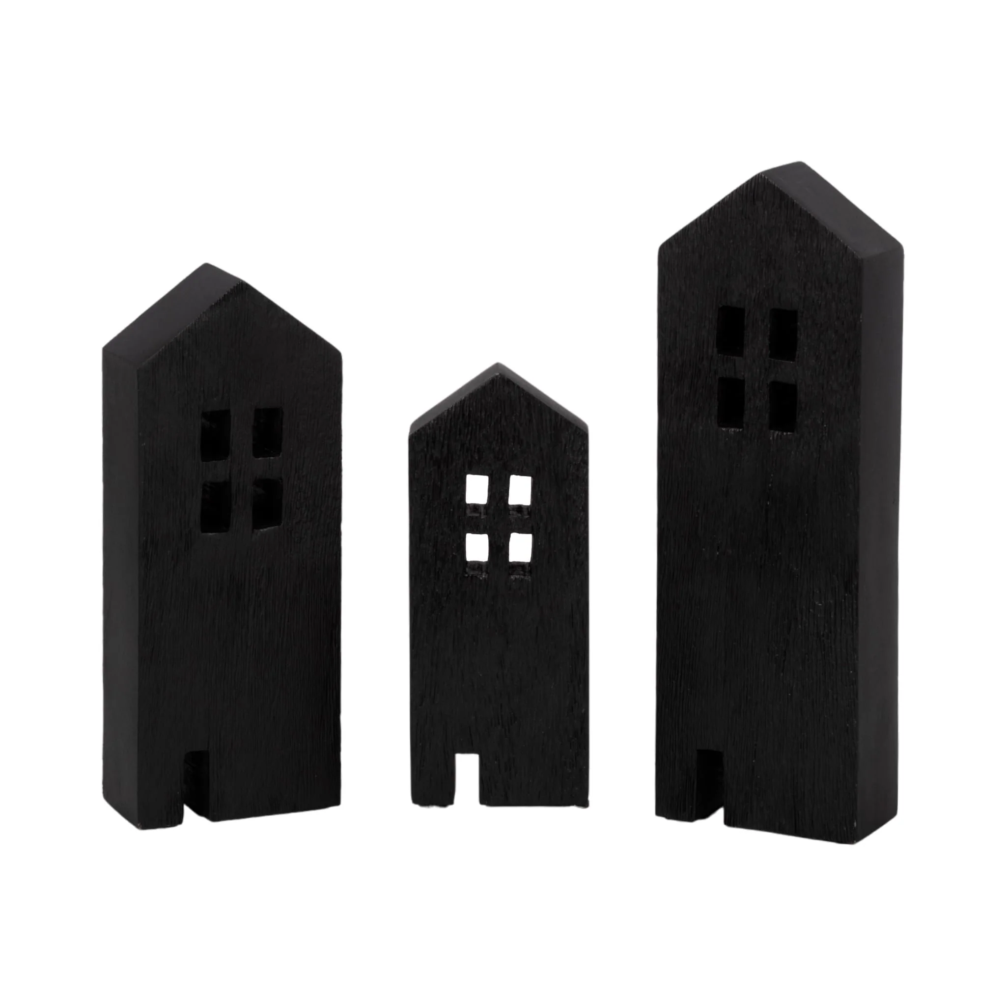 12" Wood House Decor, Black - Image 8