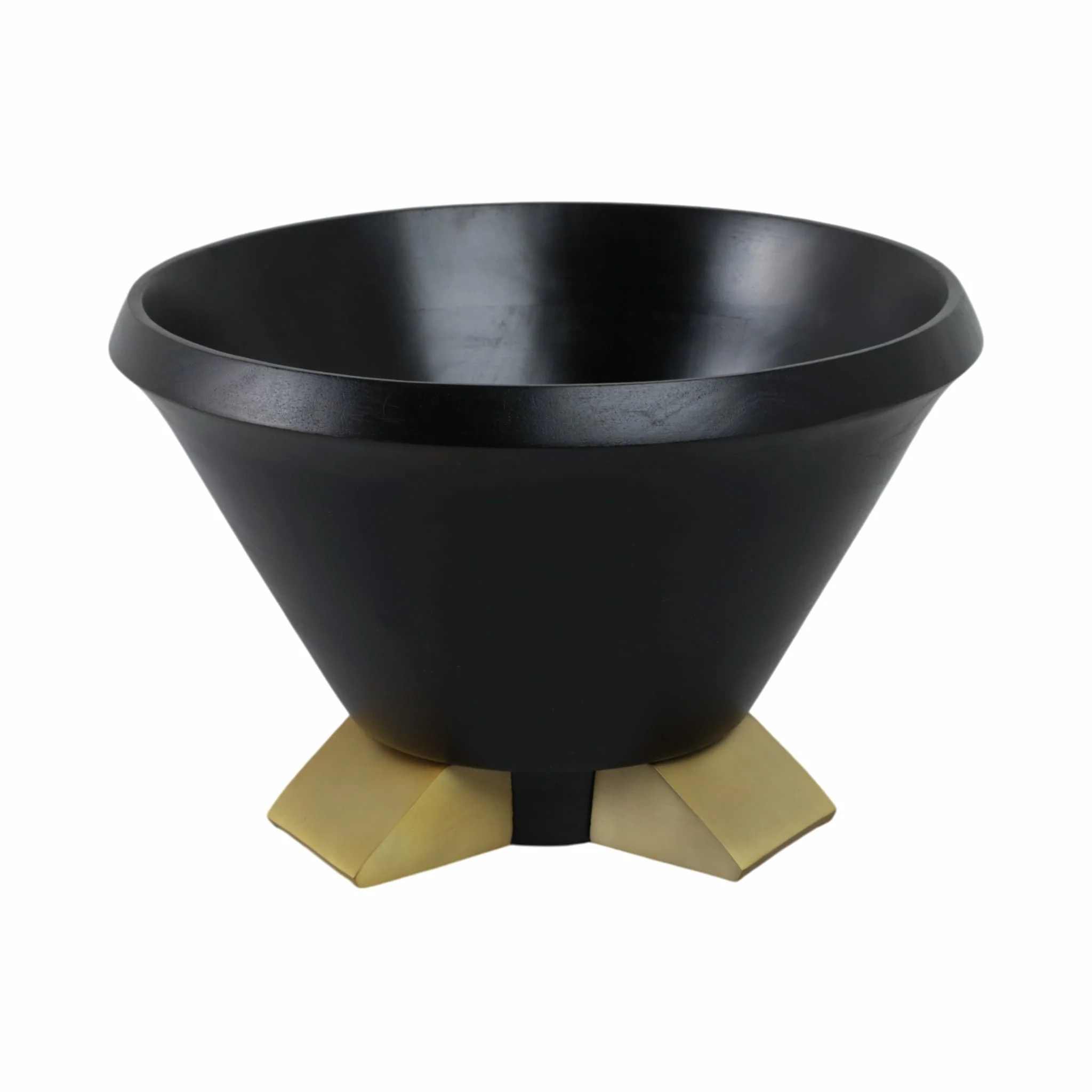 12" Wooden Bowl W/ Metal Legs, Black - Image 4