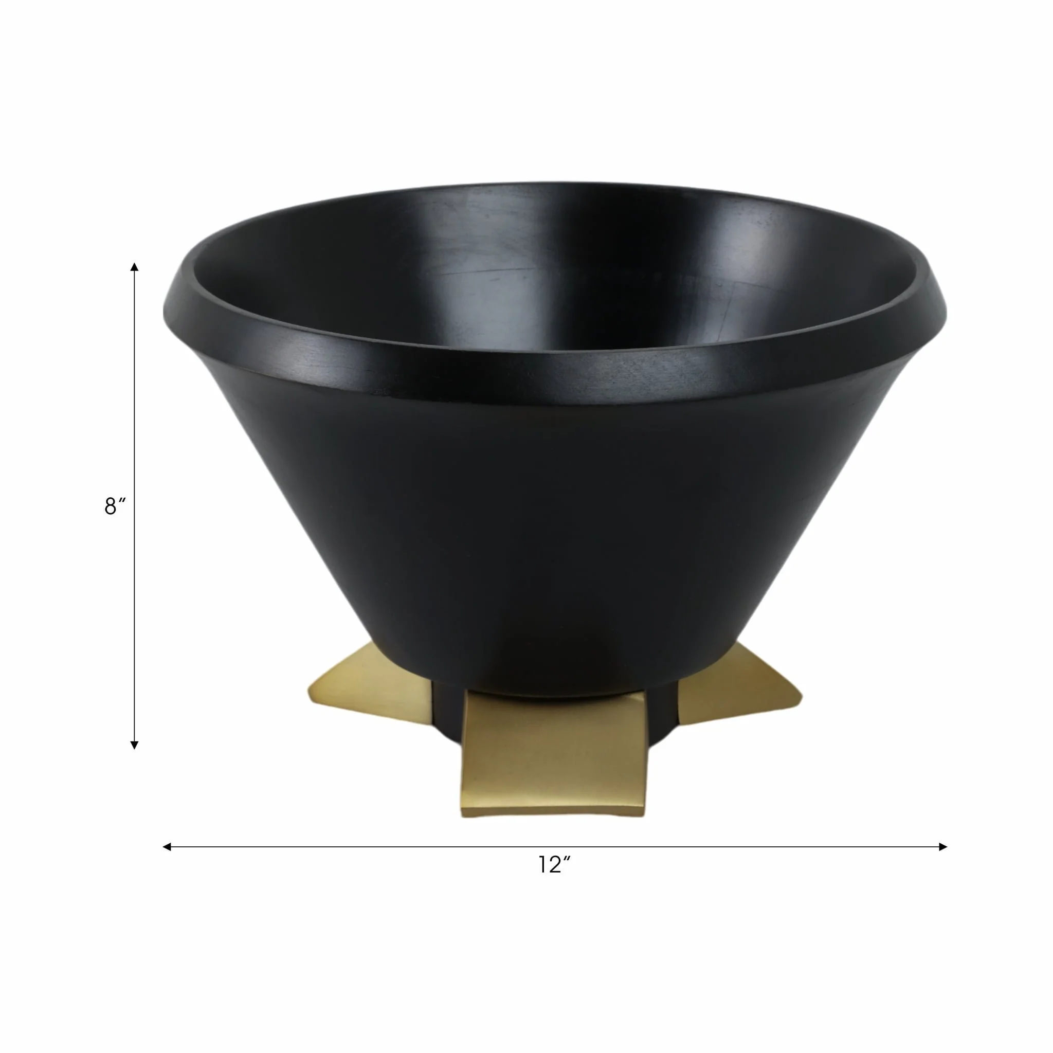 12" Wooden Bowl W/ Metal Legs, Black - Image 8
