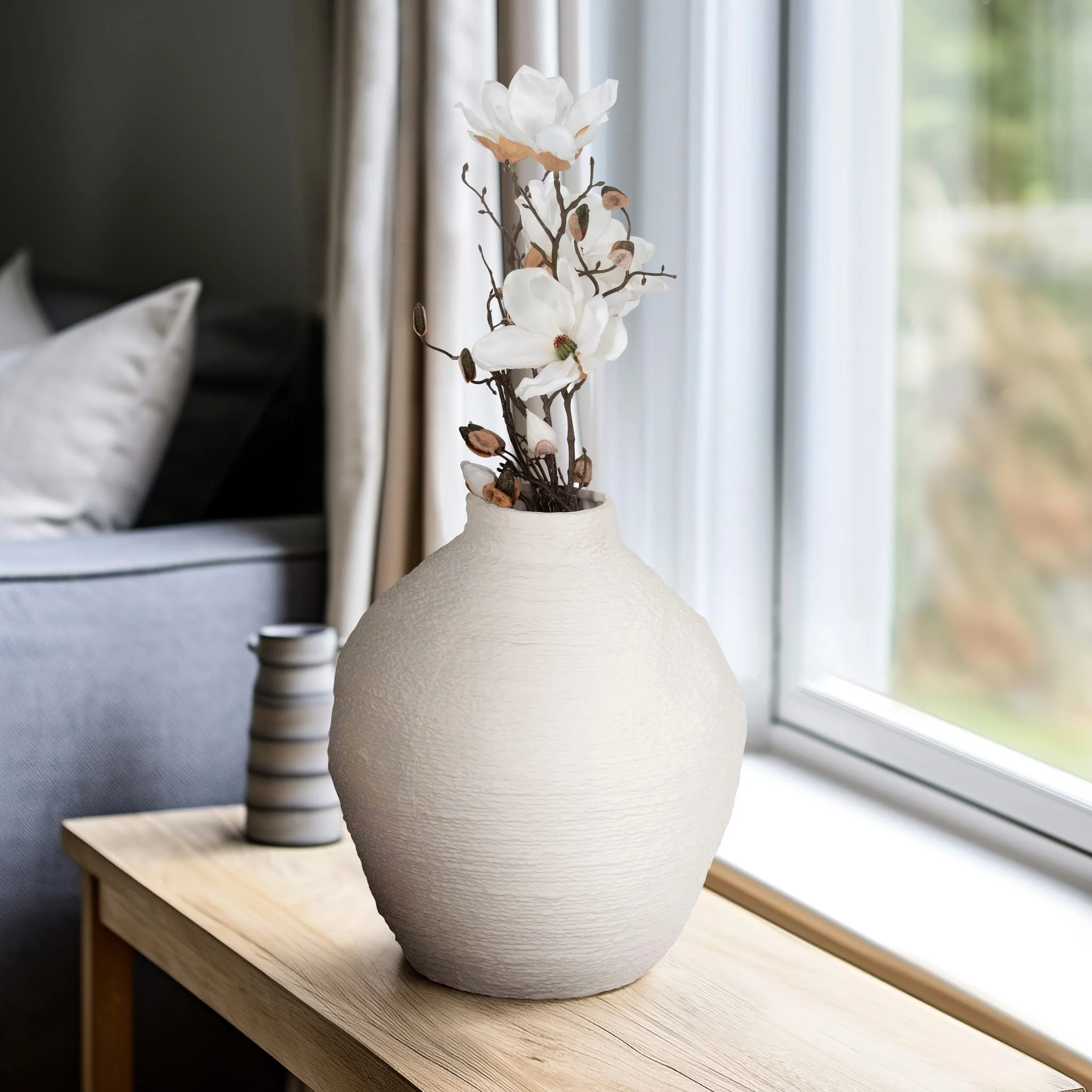 12" Woven Textured Vase, White - Image 9