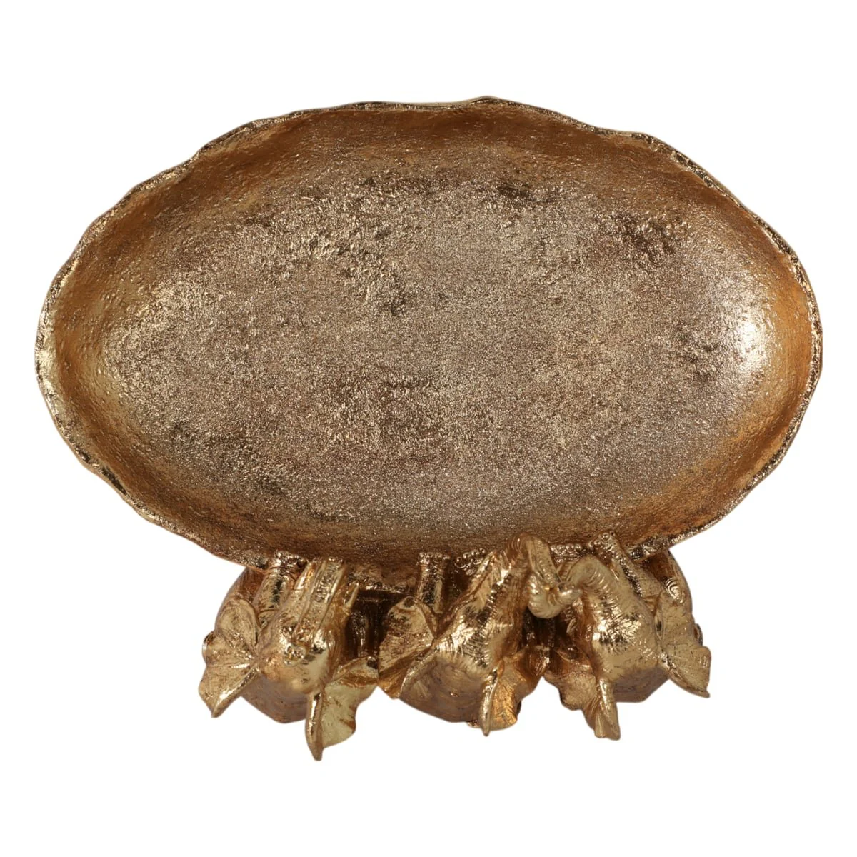 12x10" Bowl With 3 Elephants, Gold - Image 6
