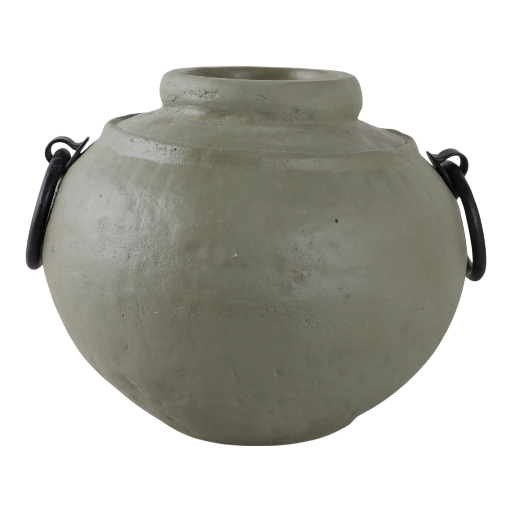 12x10" Ecomix Vase With Metal Handles, Green/ Blk - Image 4