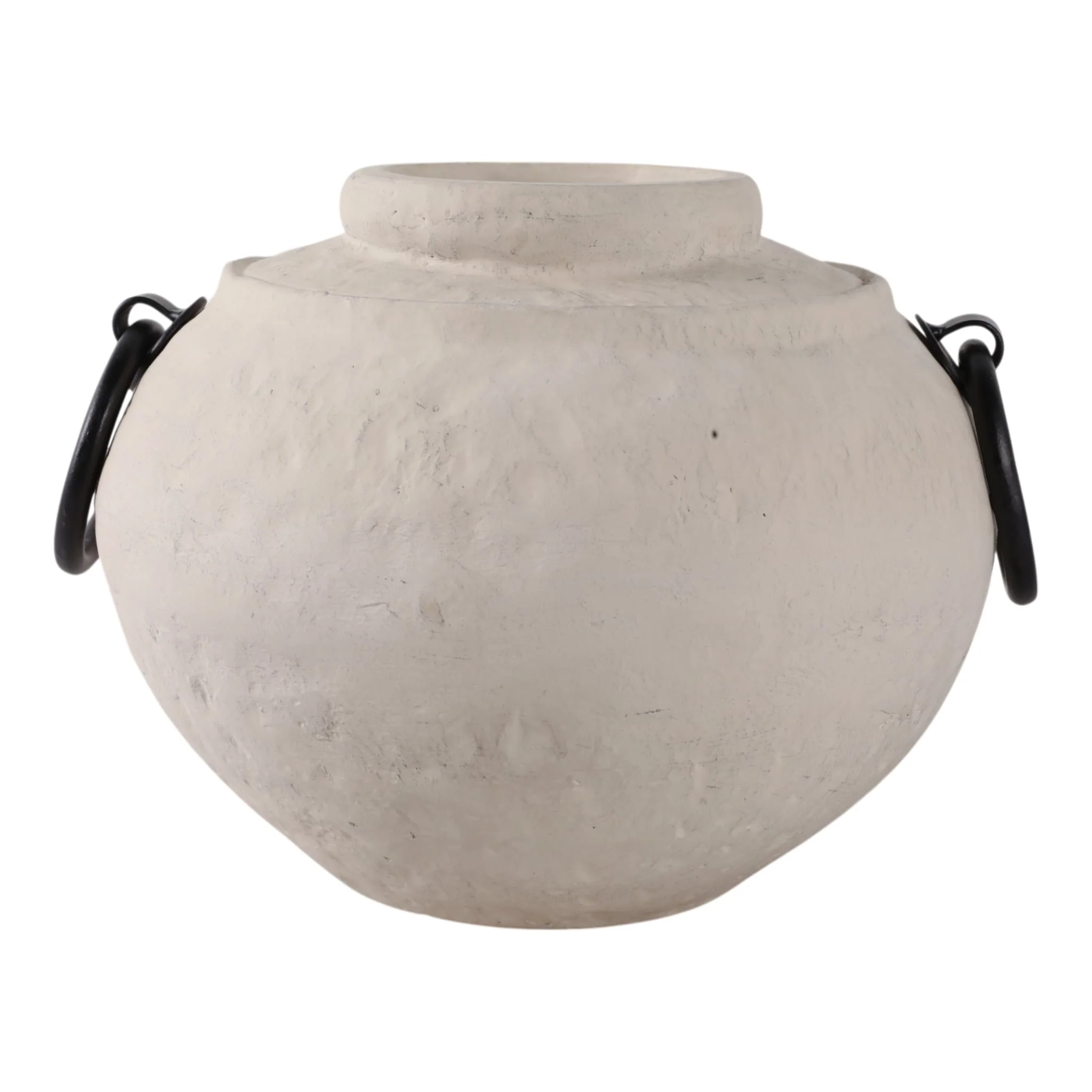 12x10" Ecomix Vase With Metal Handles, Ivory/ Blk - Image 4