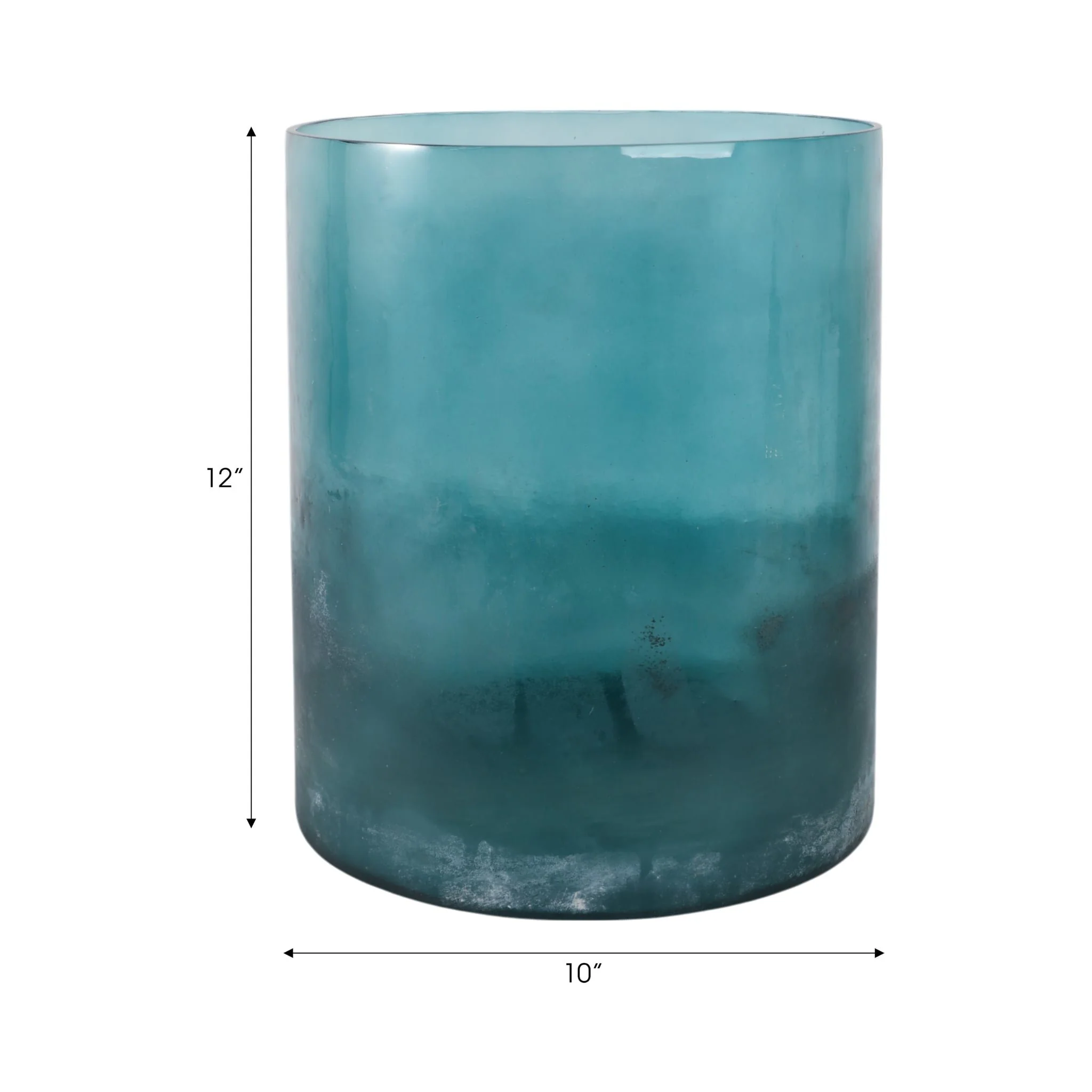 12x10" Frosted Bottom Hurricane, Blue - Image 8