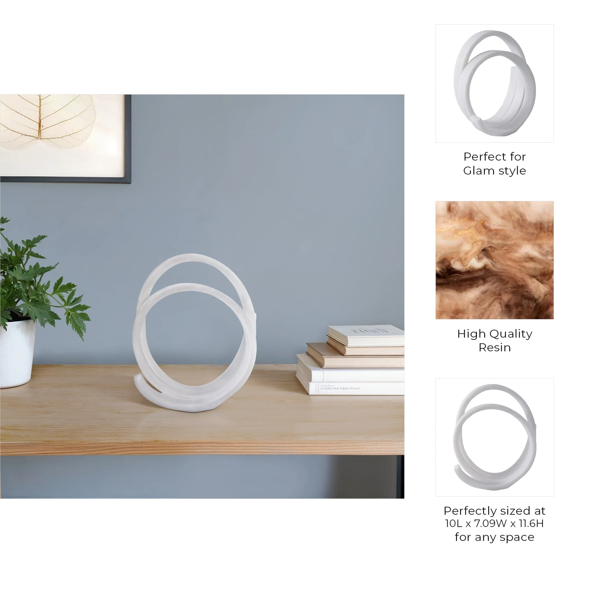 12x10" Loopy Resin Object, White - Image 9