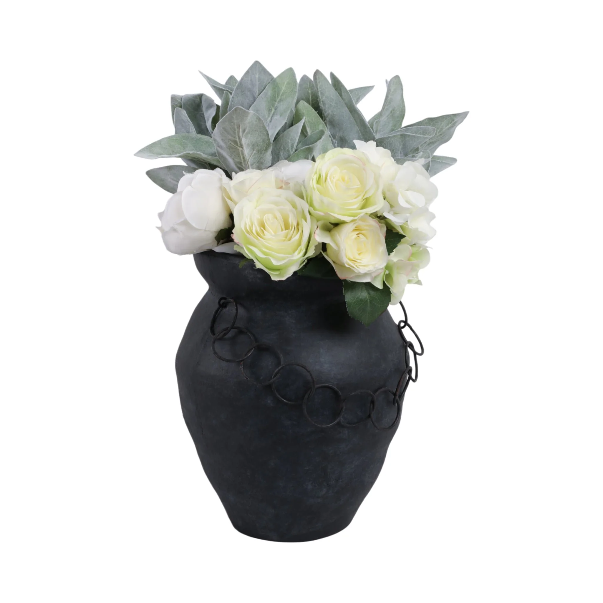 12x10" Rustic Vase With Chain, Black - Image 2