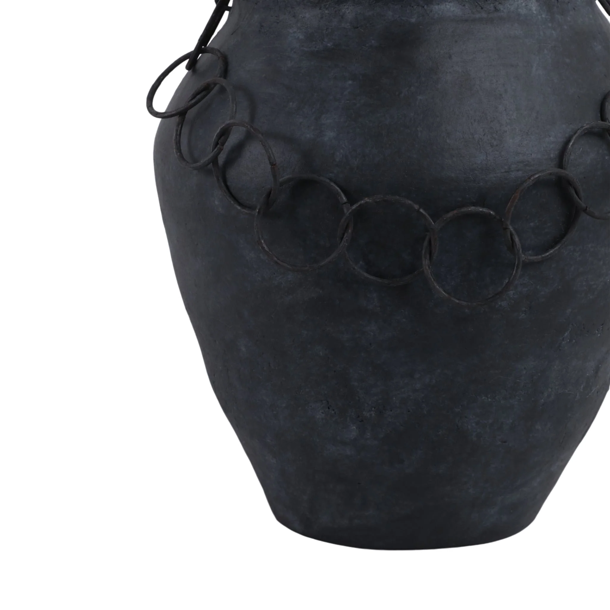 12x10" Rustic Vase With Chain, Black - Image 5
