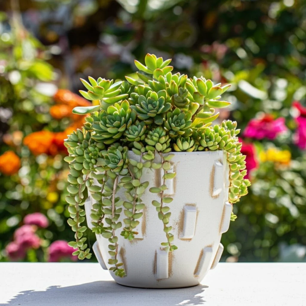 12x10" Sculptural Hobnail Planter, White - Image 5
