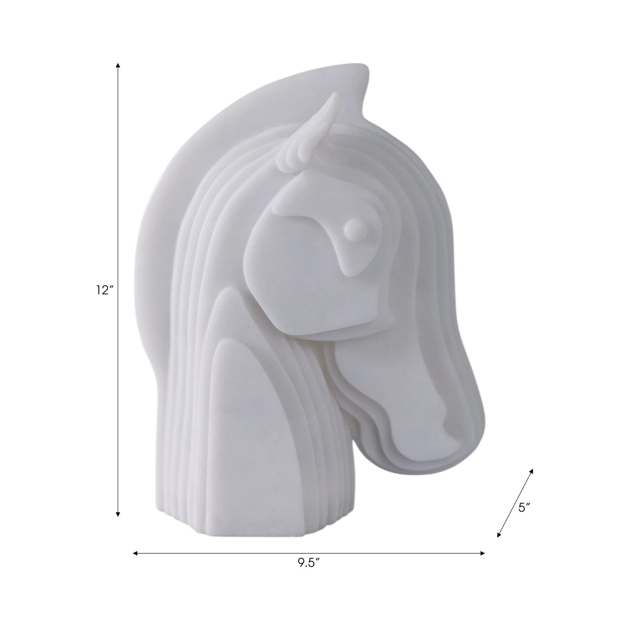 12x10"resin Horse Head Sculpture, White - Image 9