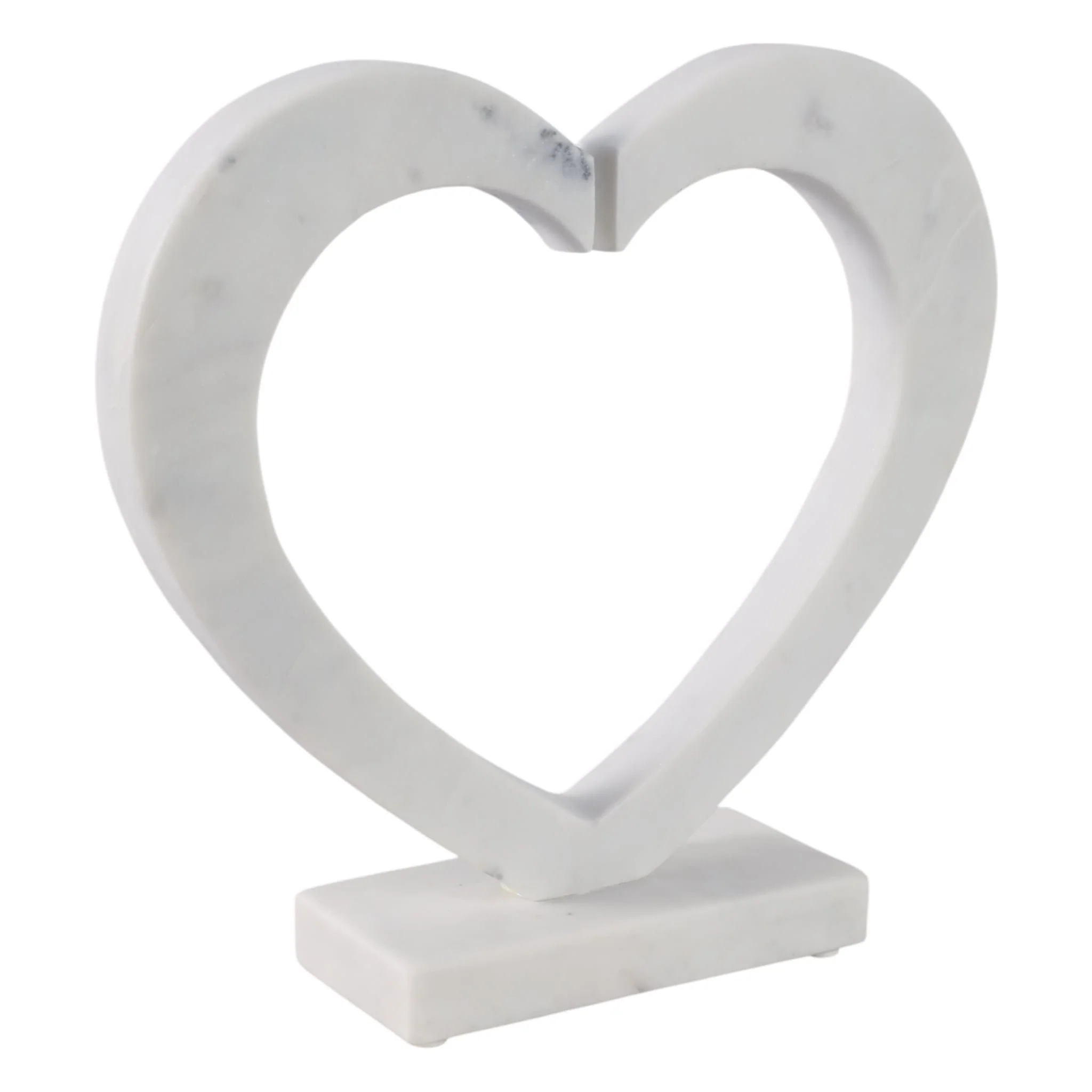 12x11" Open Heart Marble Sculpture, White - Image 2