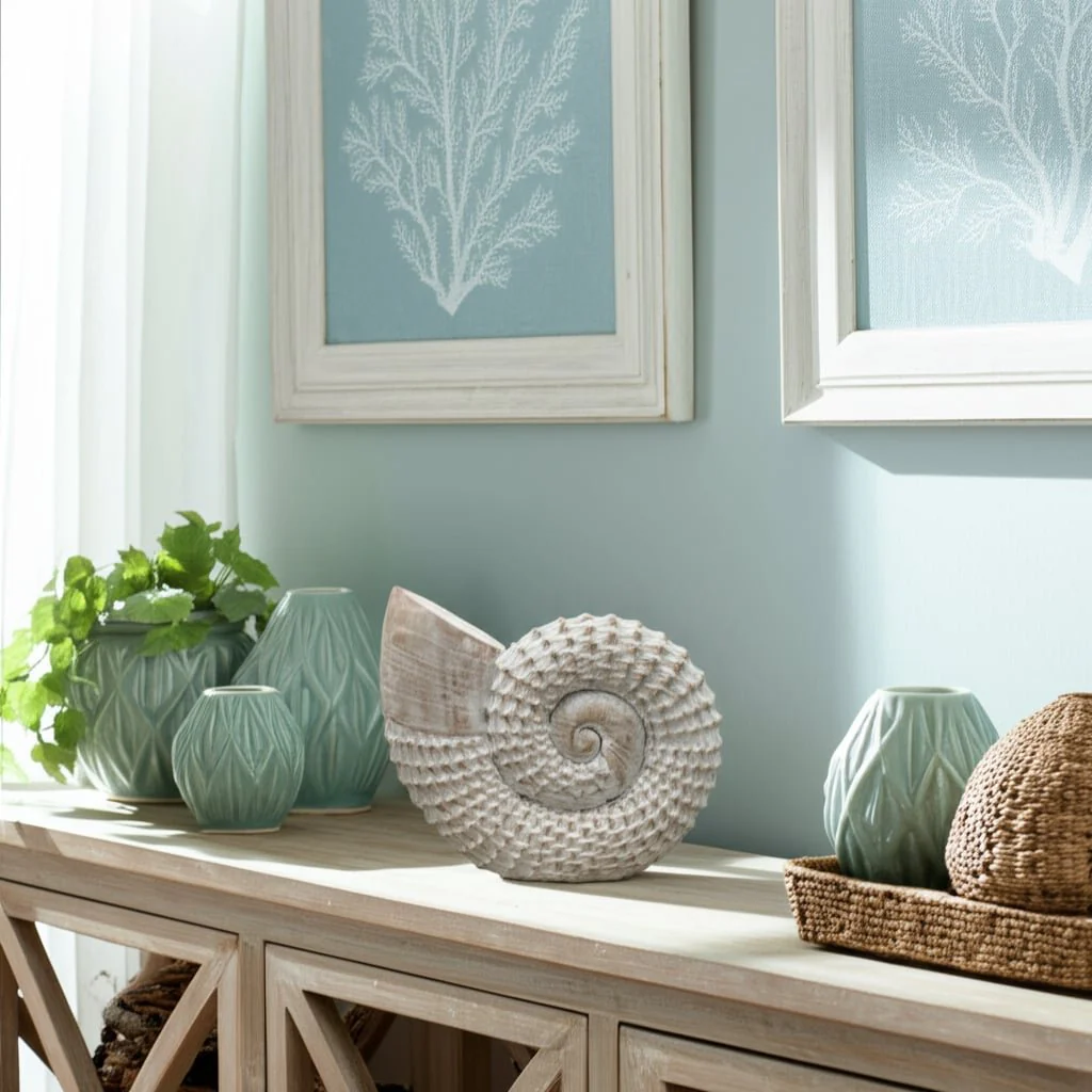 12x11" Woven Shell Decor, White - Image 8