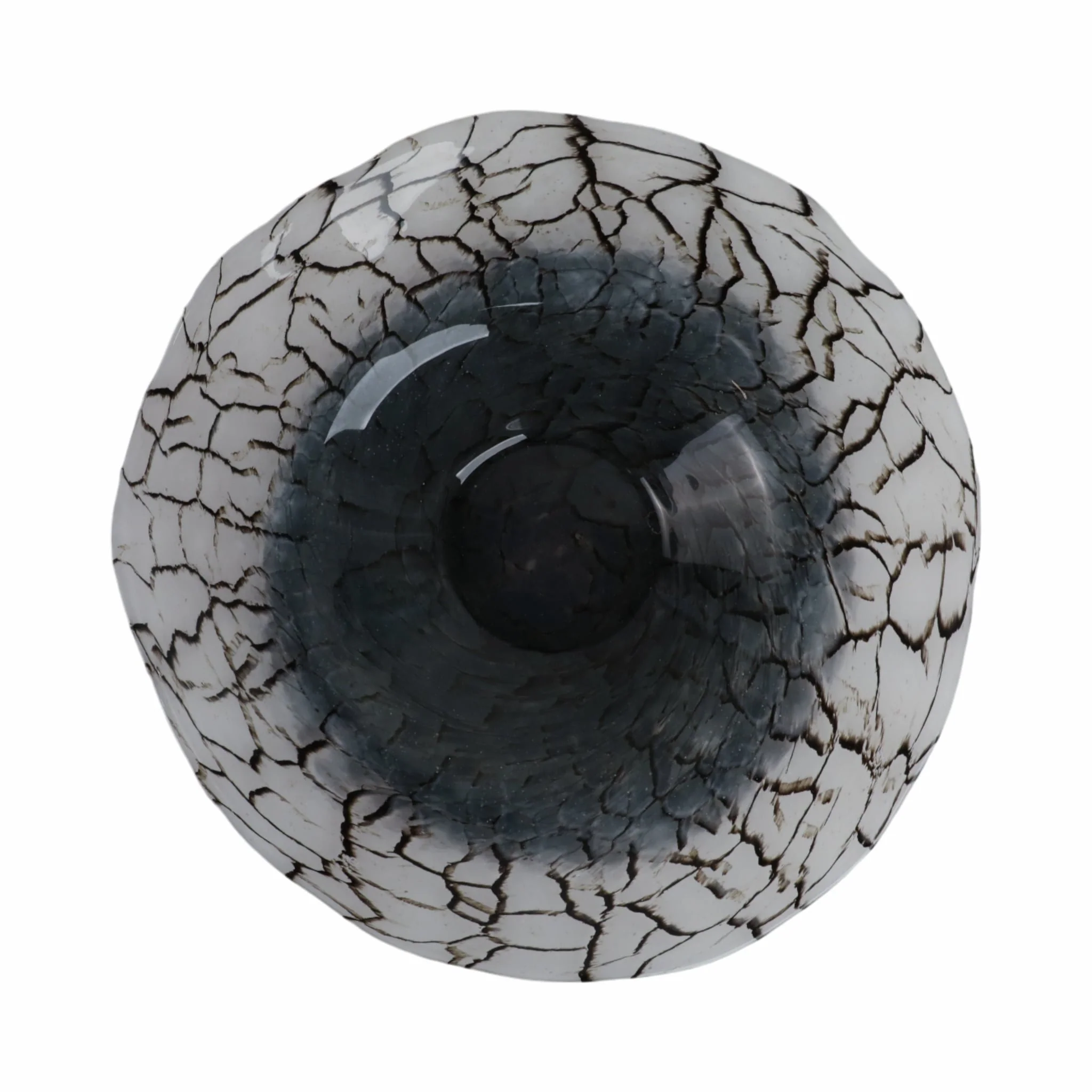 12x12" Abstract Glass Bowl With Veining, White/bla - Image 6