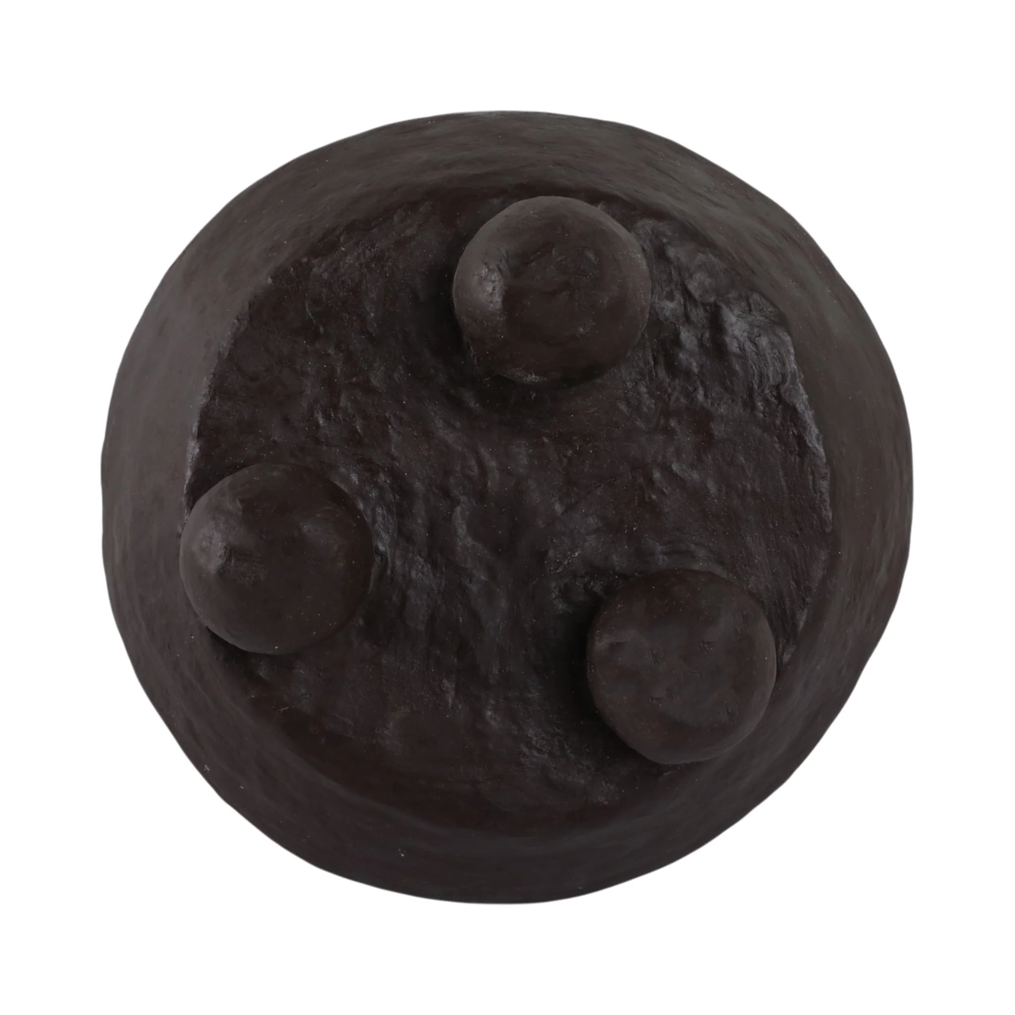 12x12" Paper Mache Knobby Footed Bowl, Brown - Image 6