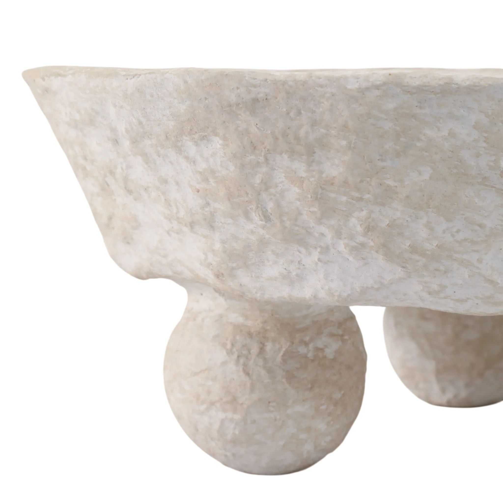 12x12" Paper Mache Knobby Footed Bowl, White - Image 5