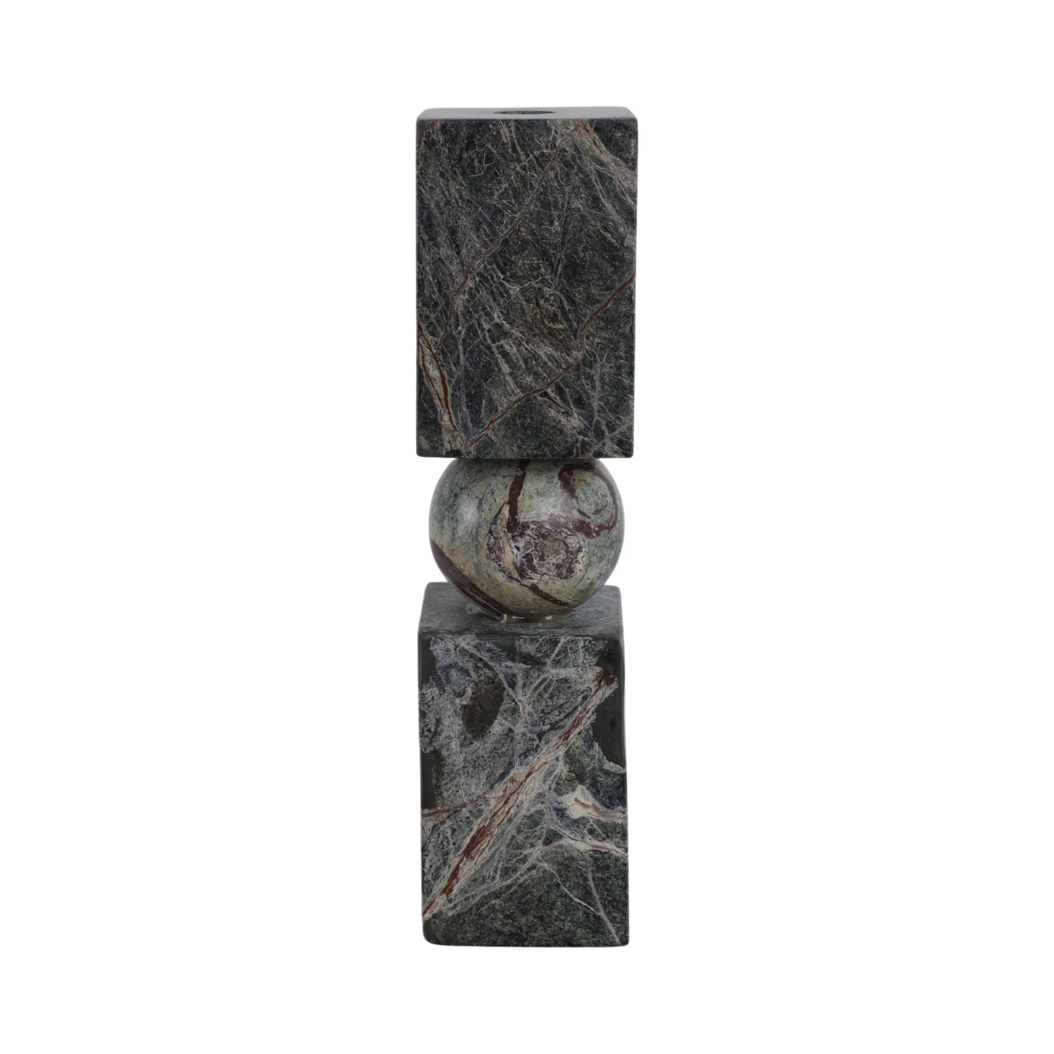 12x3" Chunky Marble Taper Holder, Forest Green - Image 3